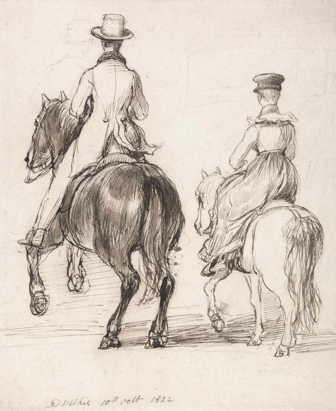 Vintage Horseback Riding Sketch Wall Art