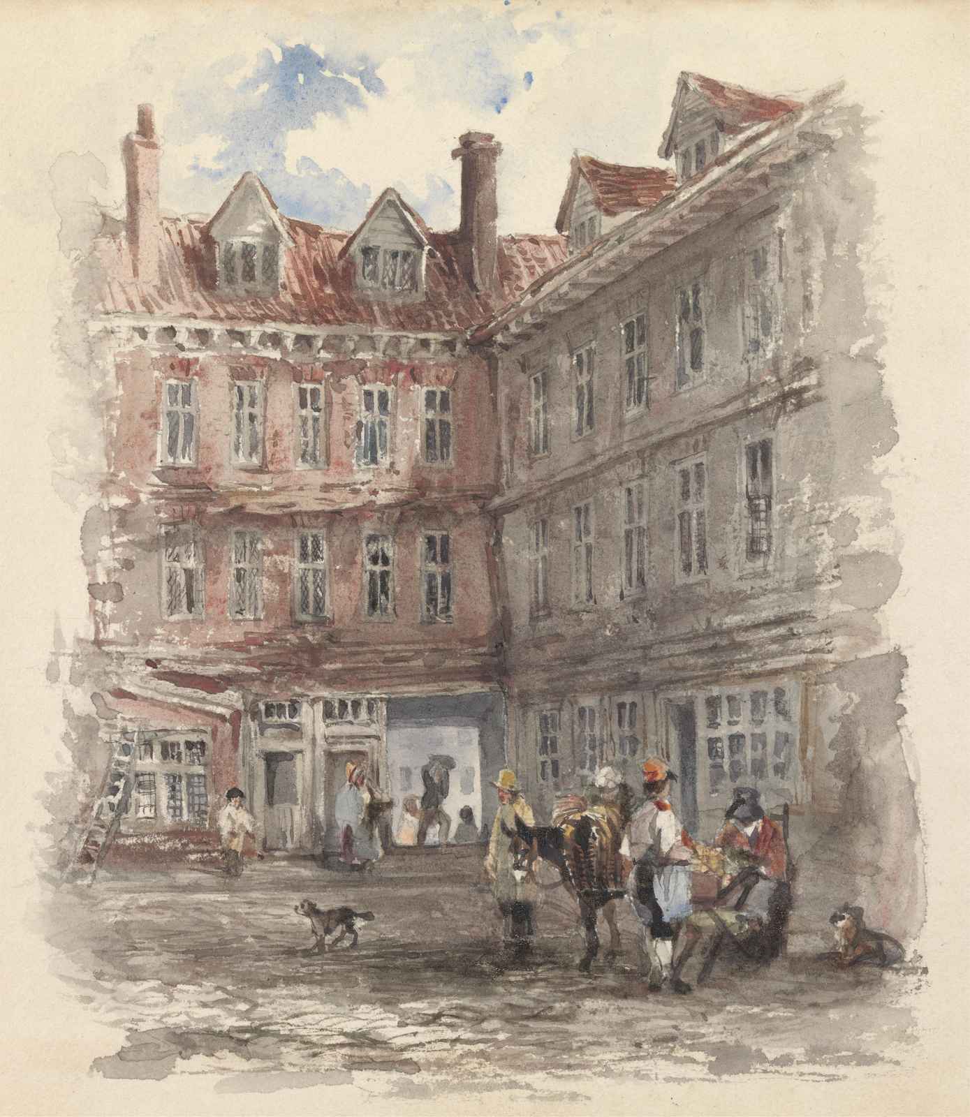 Victorian Street Scene Watercolor Wall Art