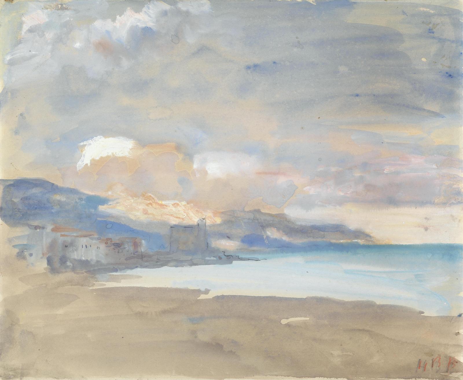 Serene Coastal Landscape Watercolor Wall Art
