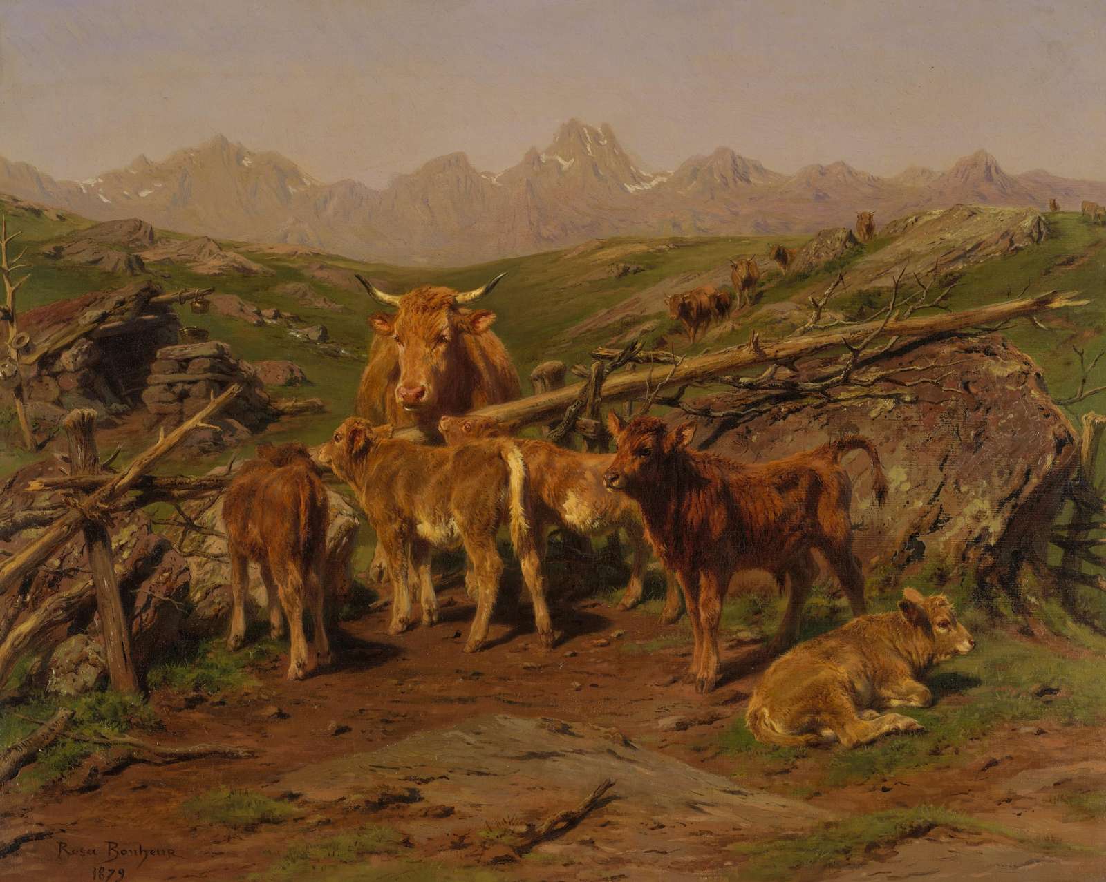 Rustic Mountain Cattle Herd Wall Art