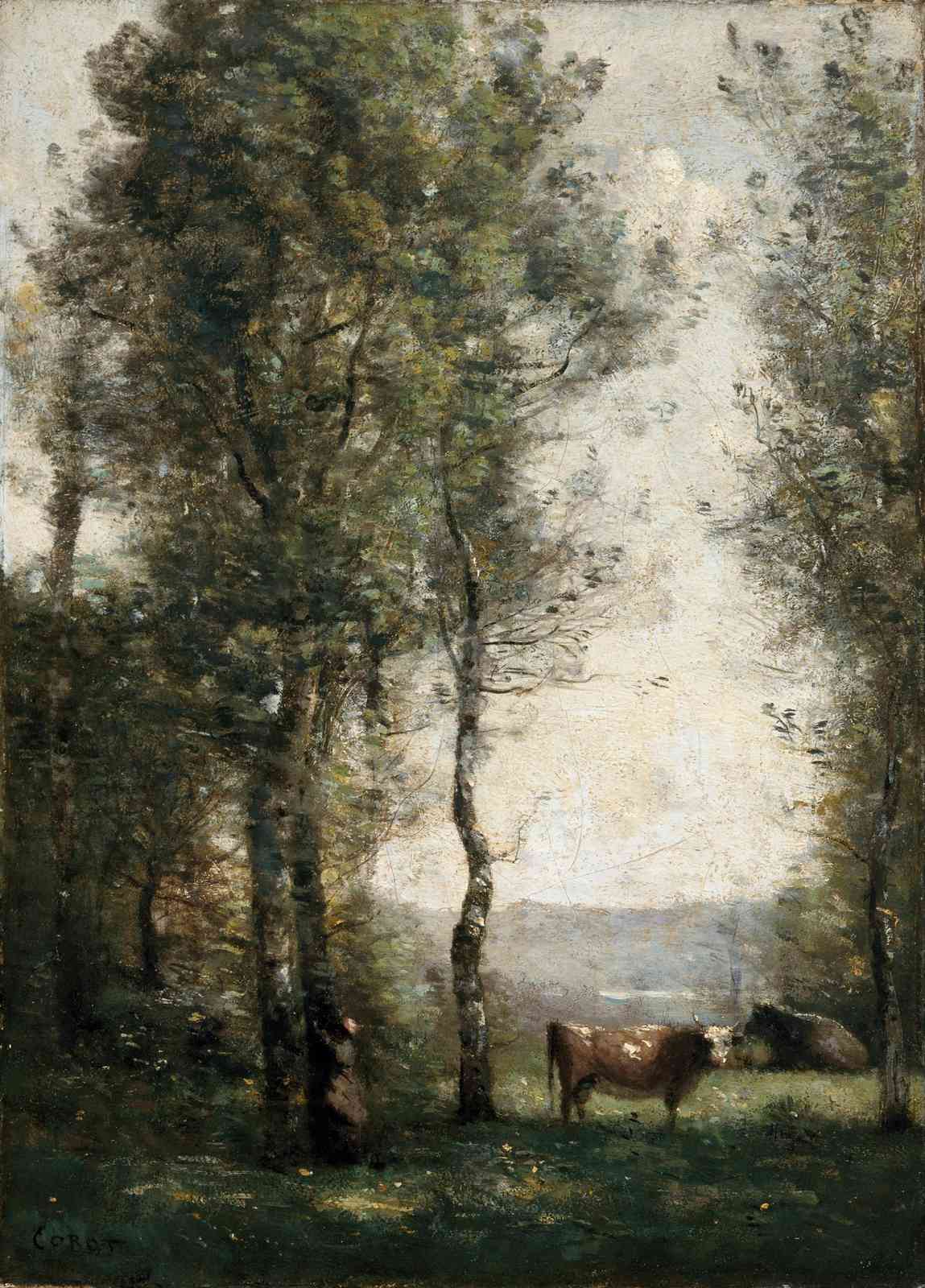 Tranquil Pastoral Cows Landscape Wall Art