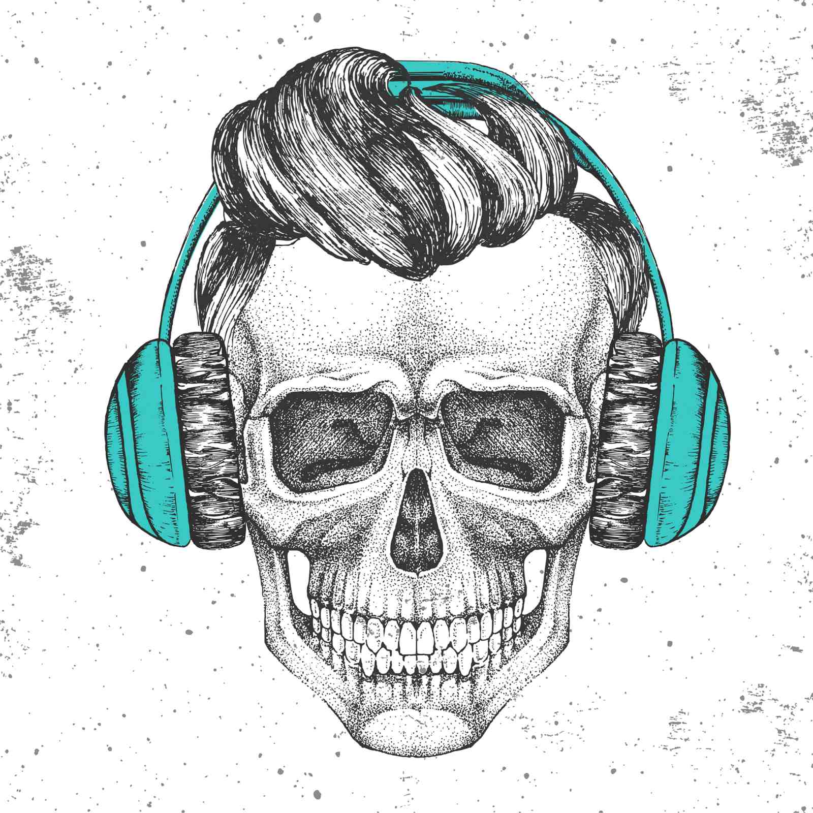 Cool Skull with Headphones Wall Art