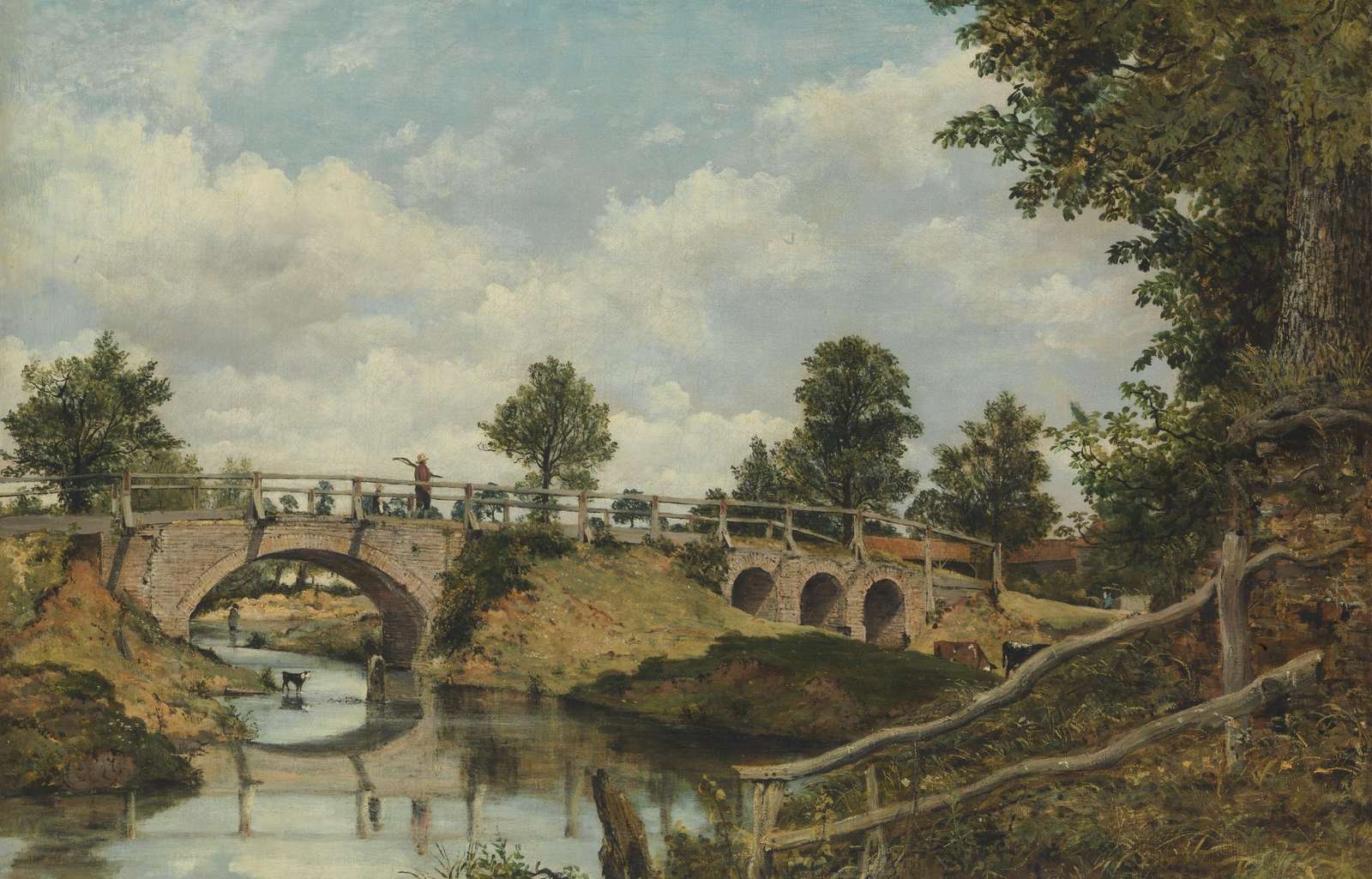 Serene Landscape Bridge Oil Painting Wall Art