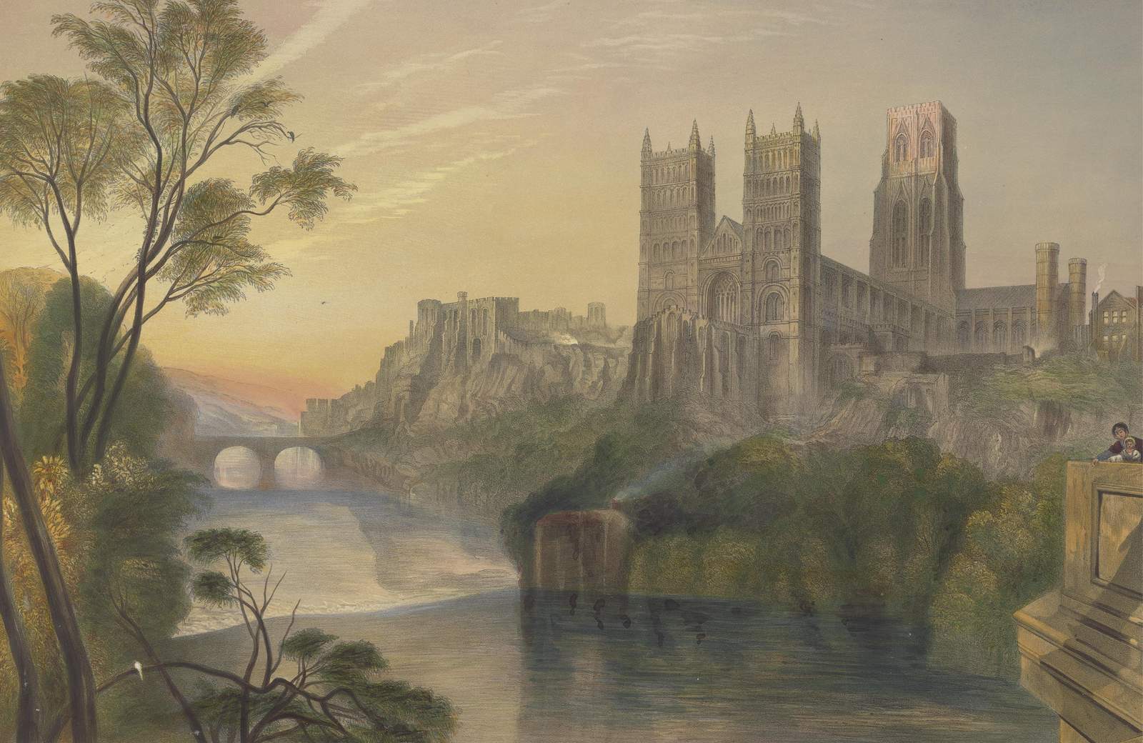 Majestic Cathedral River Scene Wall Art