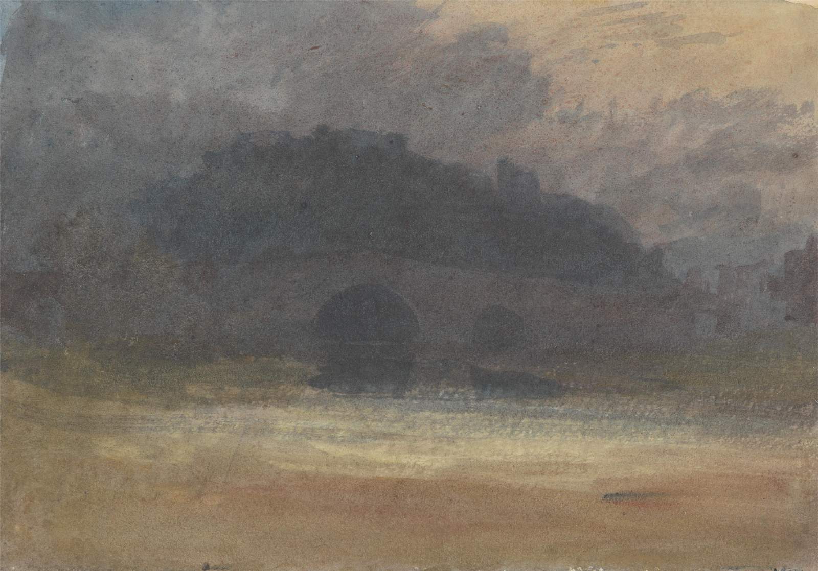 Misty River Landscape with Bridge Wall Art