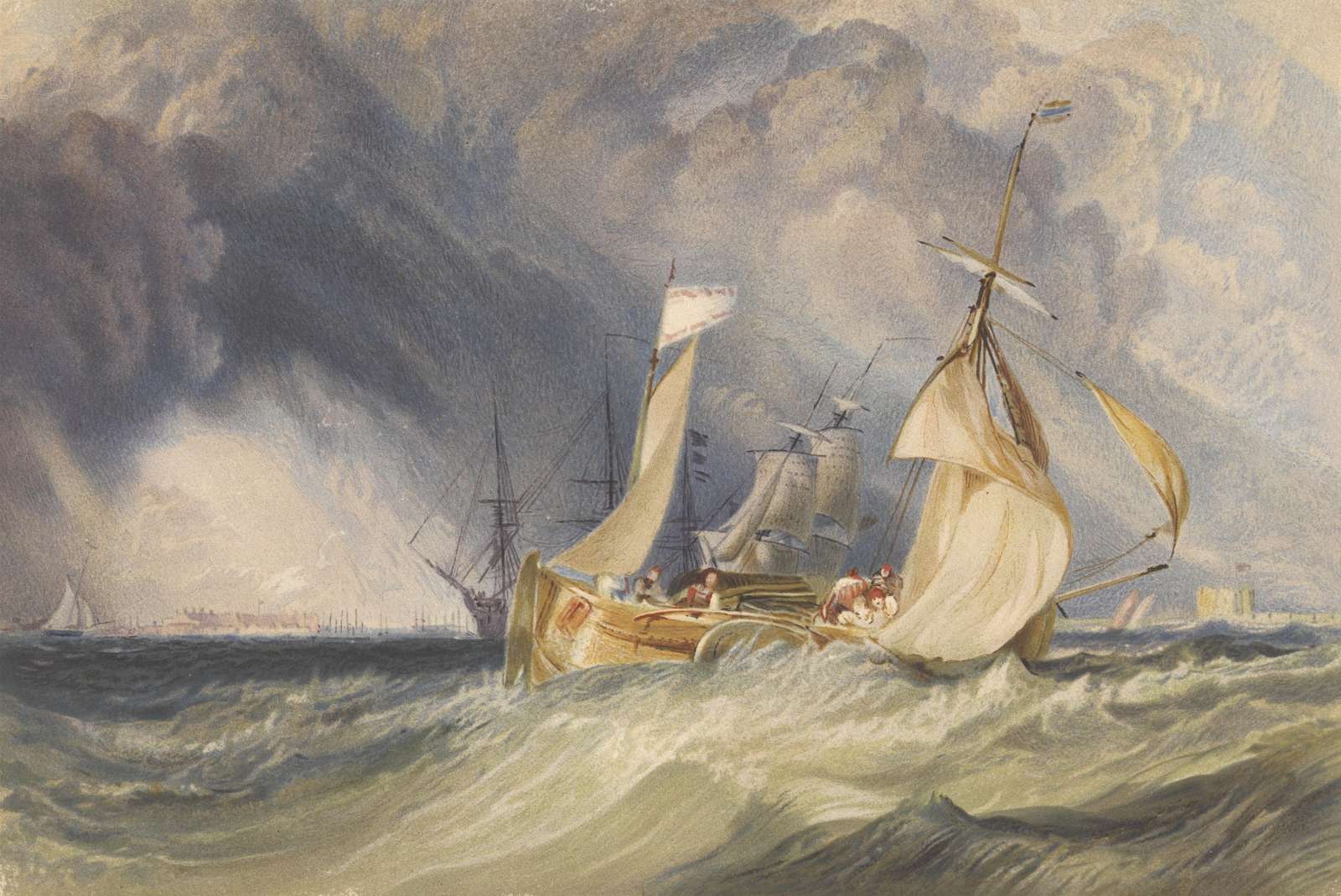 Dramatic Seascape Sailing Ship Wall Art