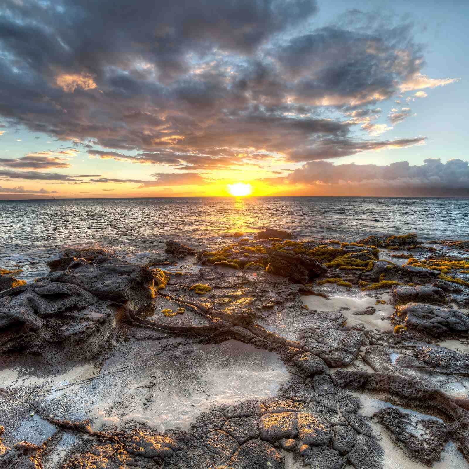 Coastal Sunset Lava Rocks Wall Art