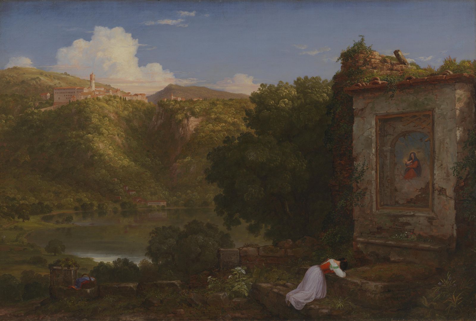 Serene Italian Landscape with Madonna Wall Art