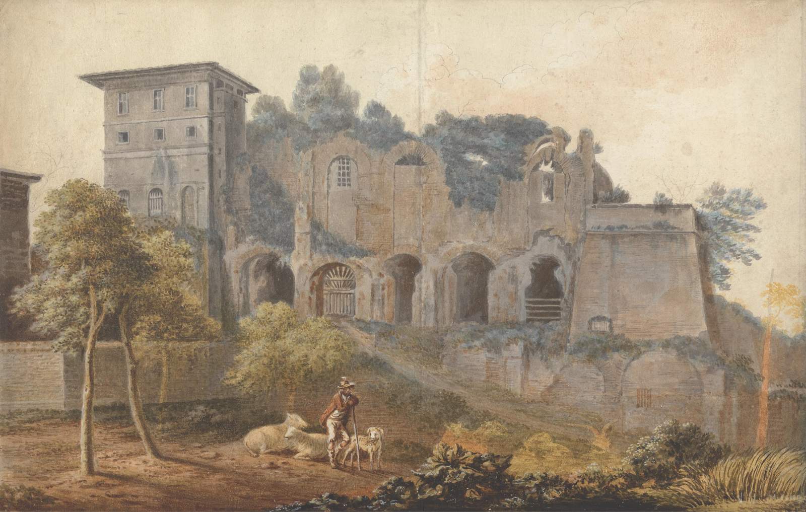 Ancient Ruin Pastoral Landscape Wall Art