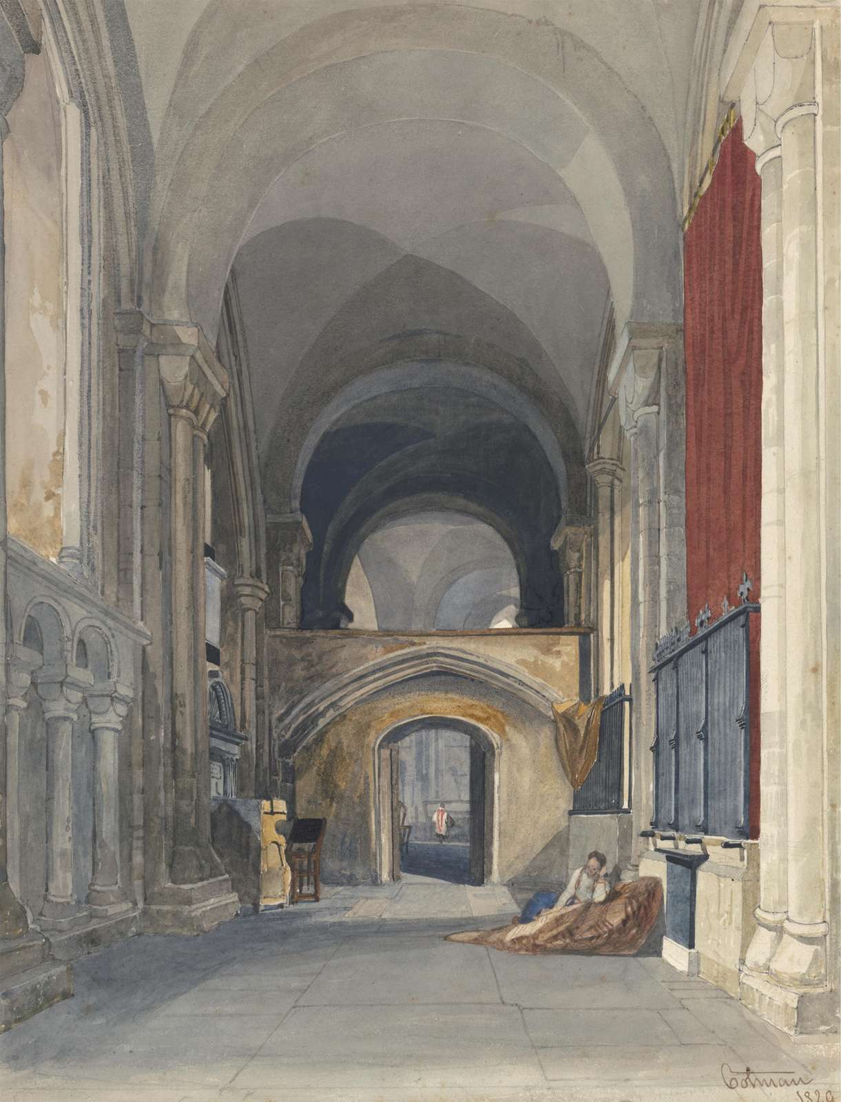 Gothic Cathedral Interior Watercolor Wall Art