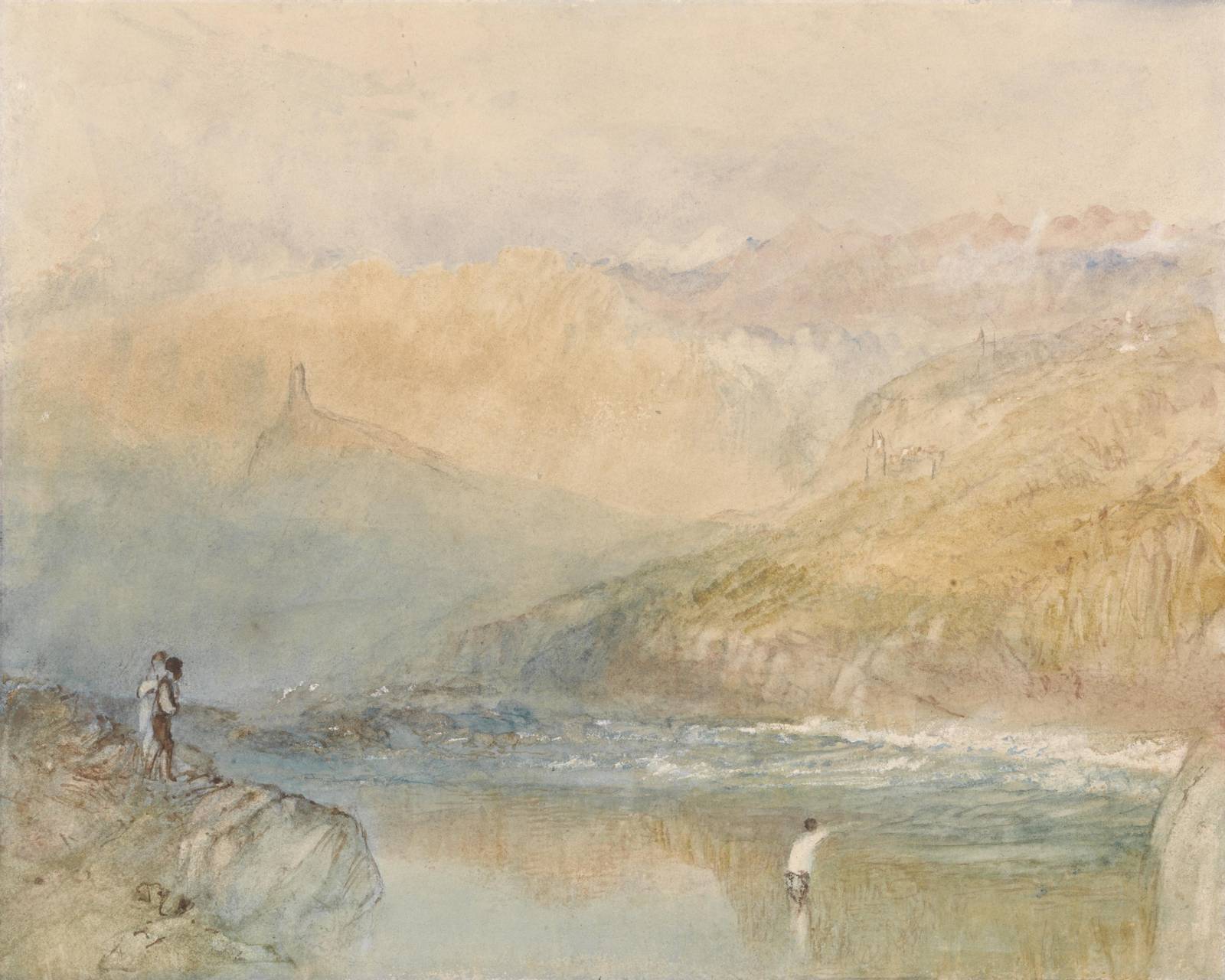Misty Mountain Landscape Watercolor Wall Art
