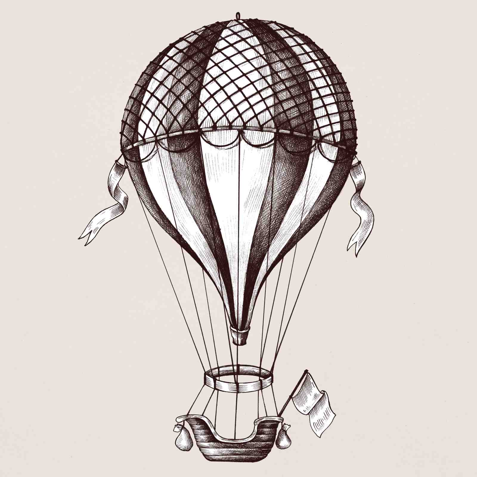 Vintage Hot Air Balloon Adventure Wall Art