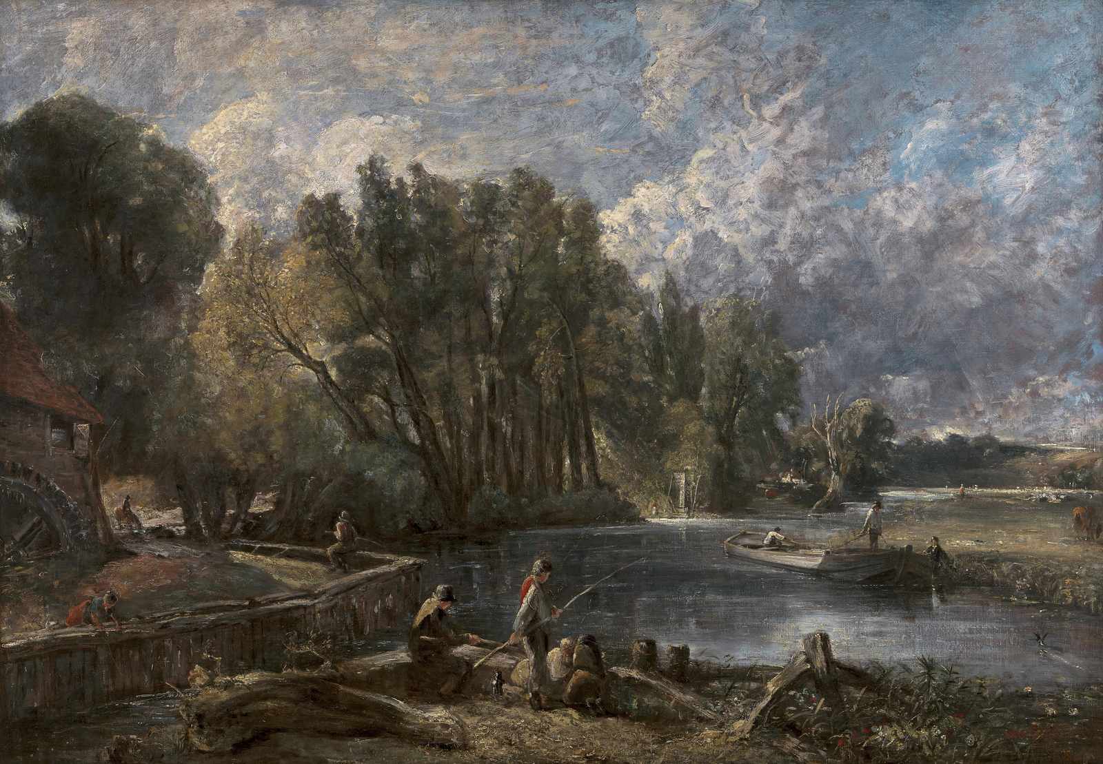 Pastoral River Scene Fishing Wall Art
