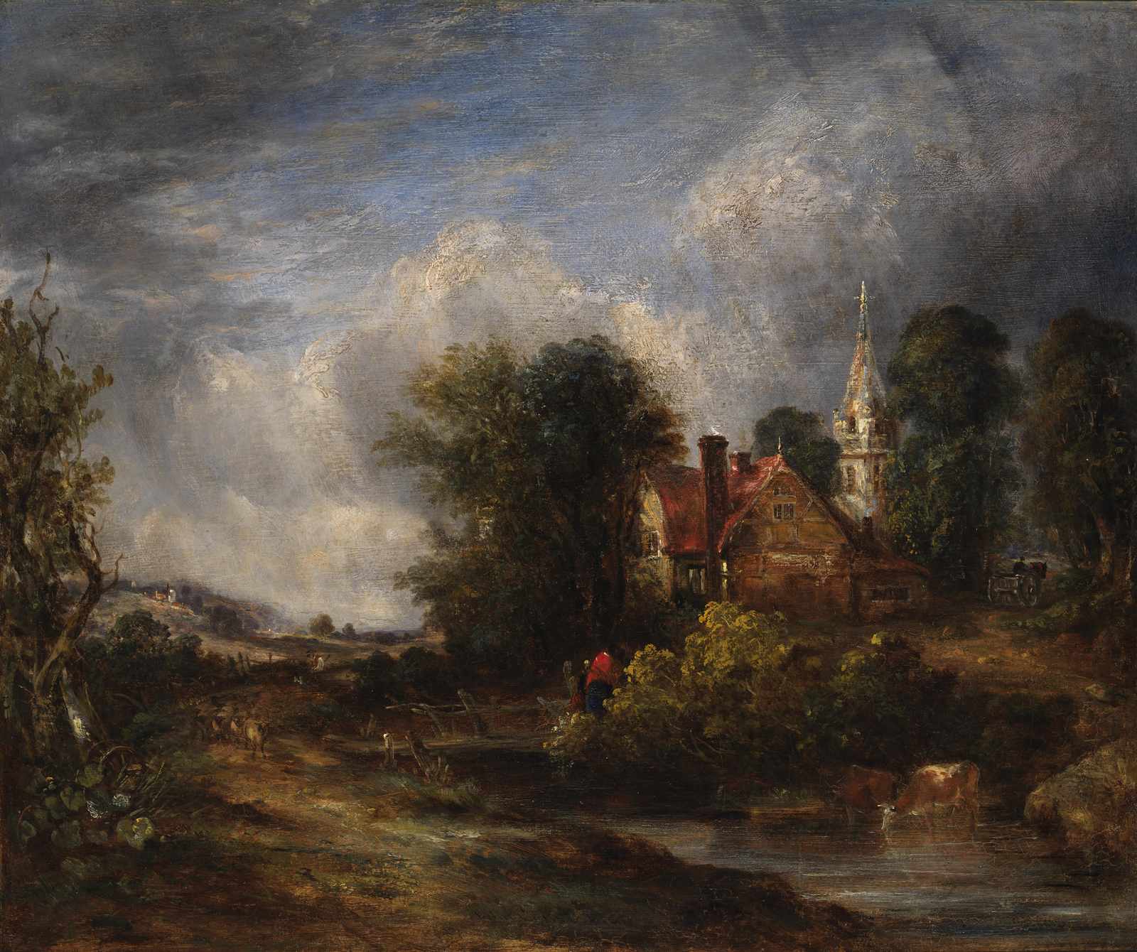 Pastoral Village Scene Oil Painting Wall Art