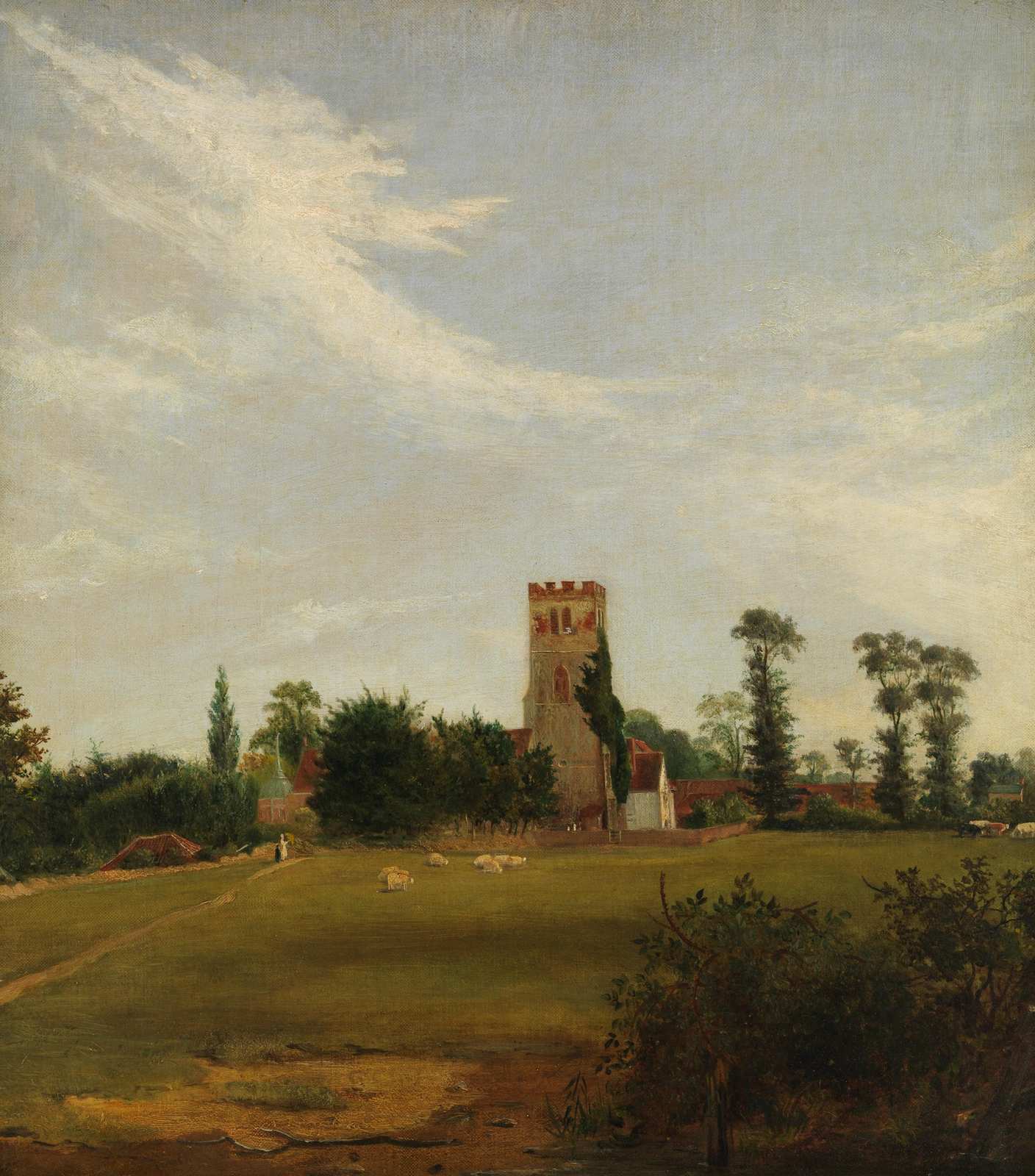 Pastoral Village Church Wall Art - Landscape Art