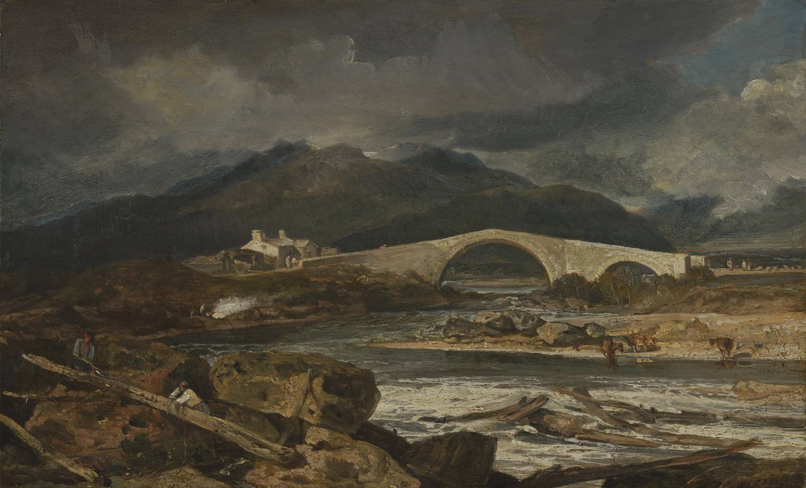 Dramatic Landscape Bridge Rural Scene Wall Art