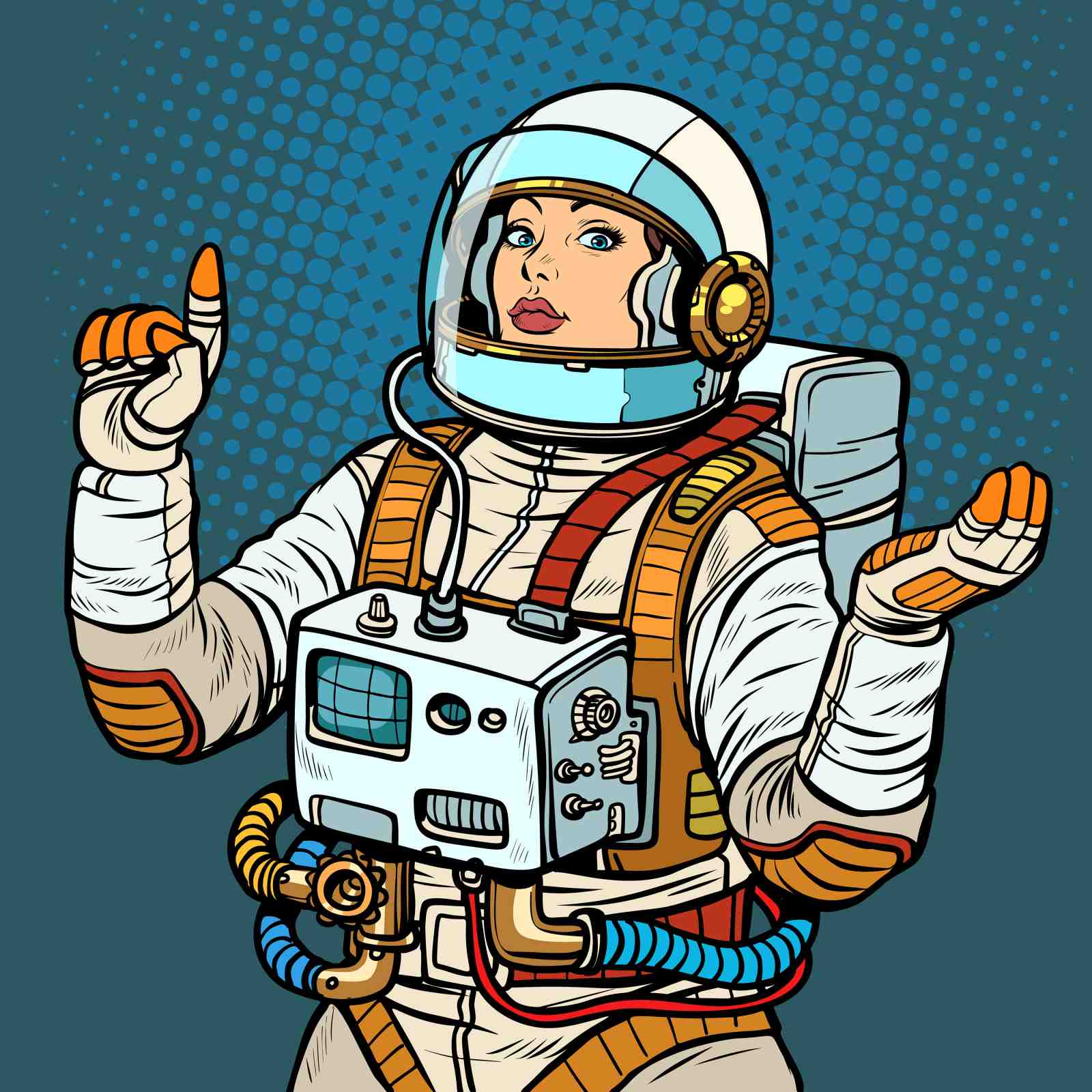 Retro Astronaut Woman Pop Art Wall Art