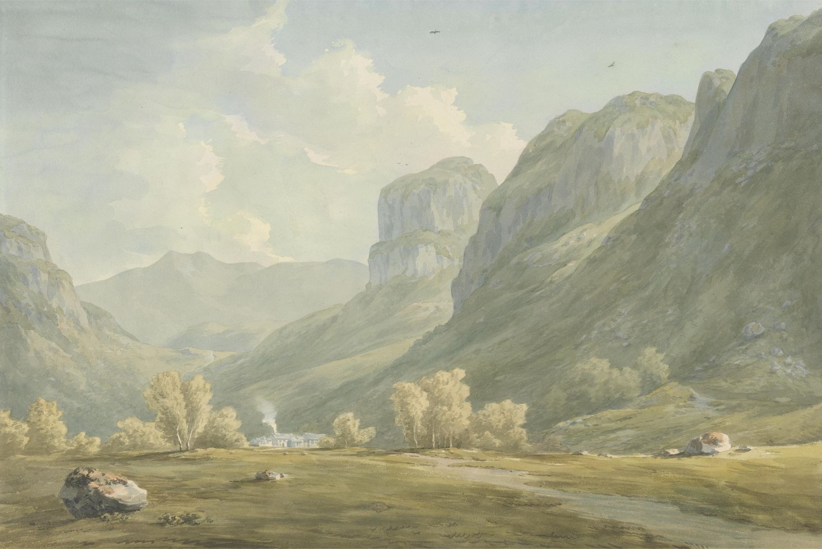 Serene Valley Landscape Majestic Mountains Wall Art