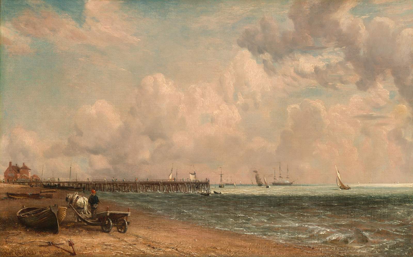 Coastal Pier & Sailboats Landscape Wall Art