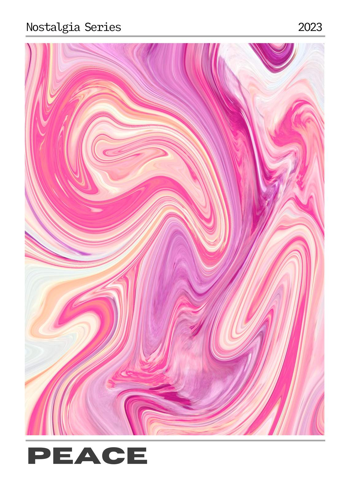 Abstract Pink Swirls "Peace" Wall Art