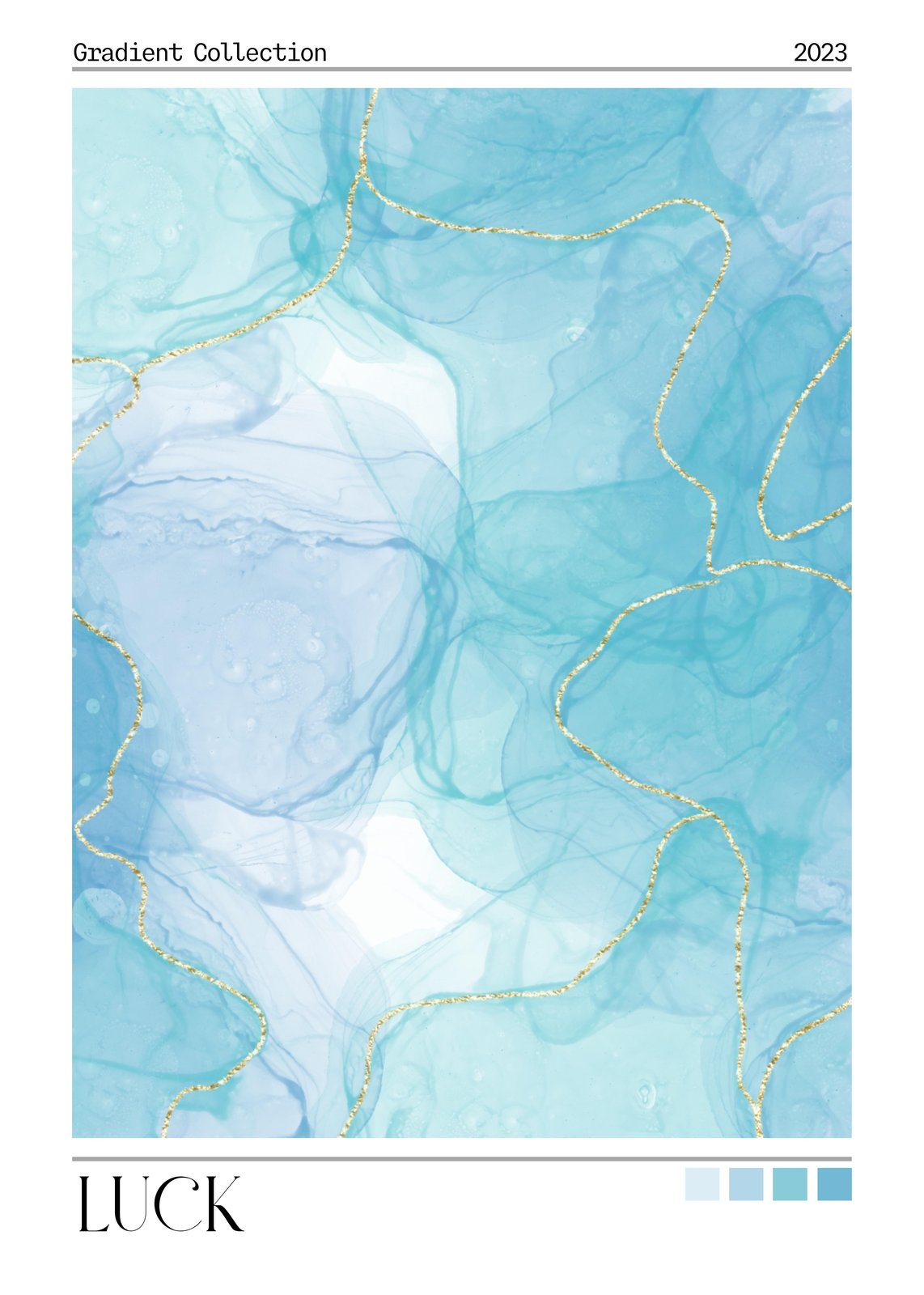 Ocean Breeze Gold Vein Abstract Wall Art