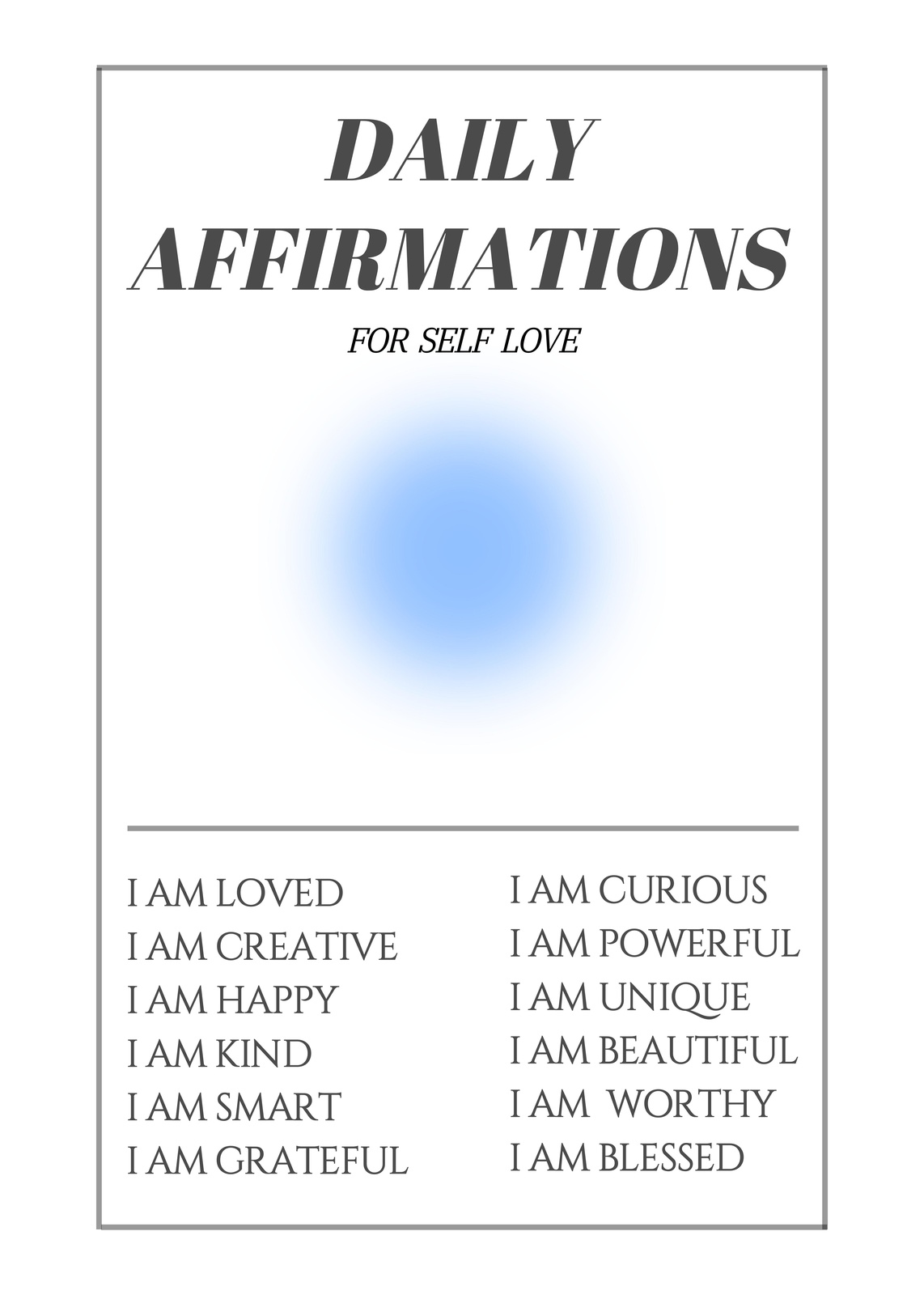 Daily Affirmations for Self Love Aura Wall Art
