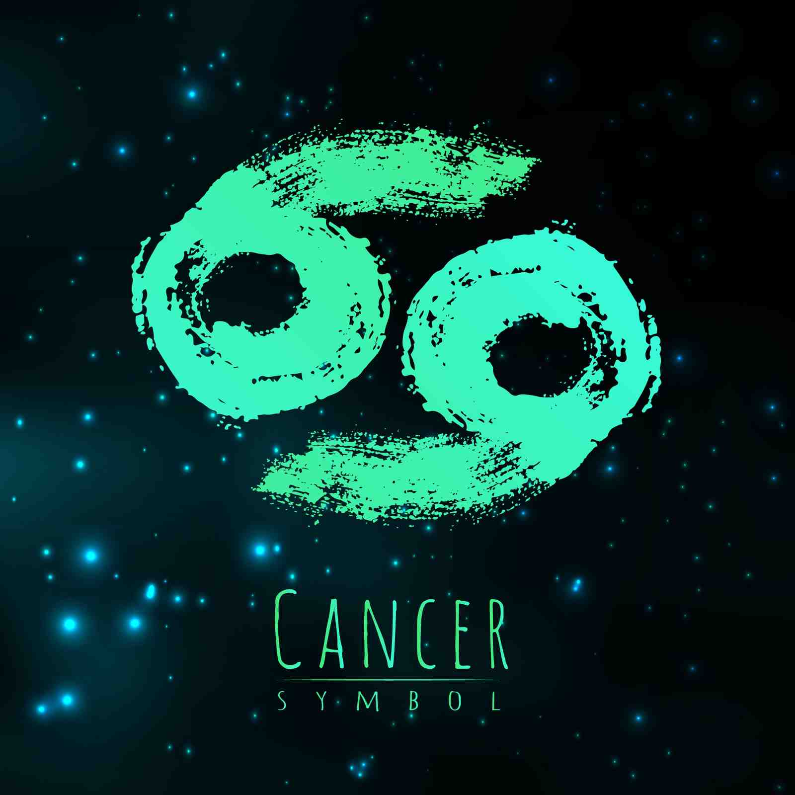 Teal Zodiac Cancer Symbol Grunge Wall Art