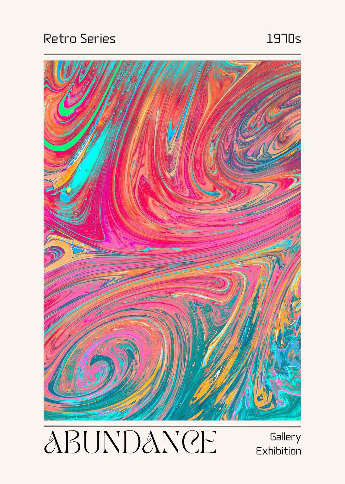 Vibrant 70s Abstract Swirl Wall Art