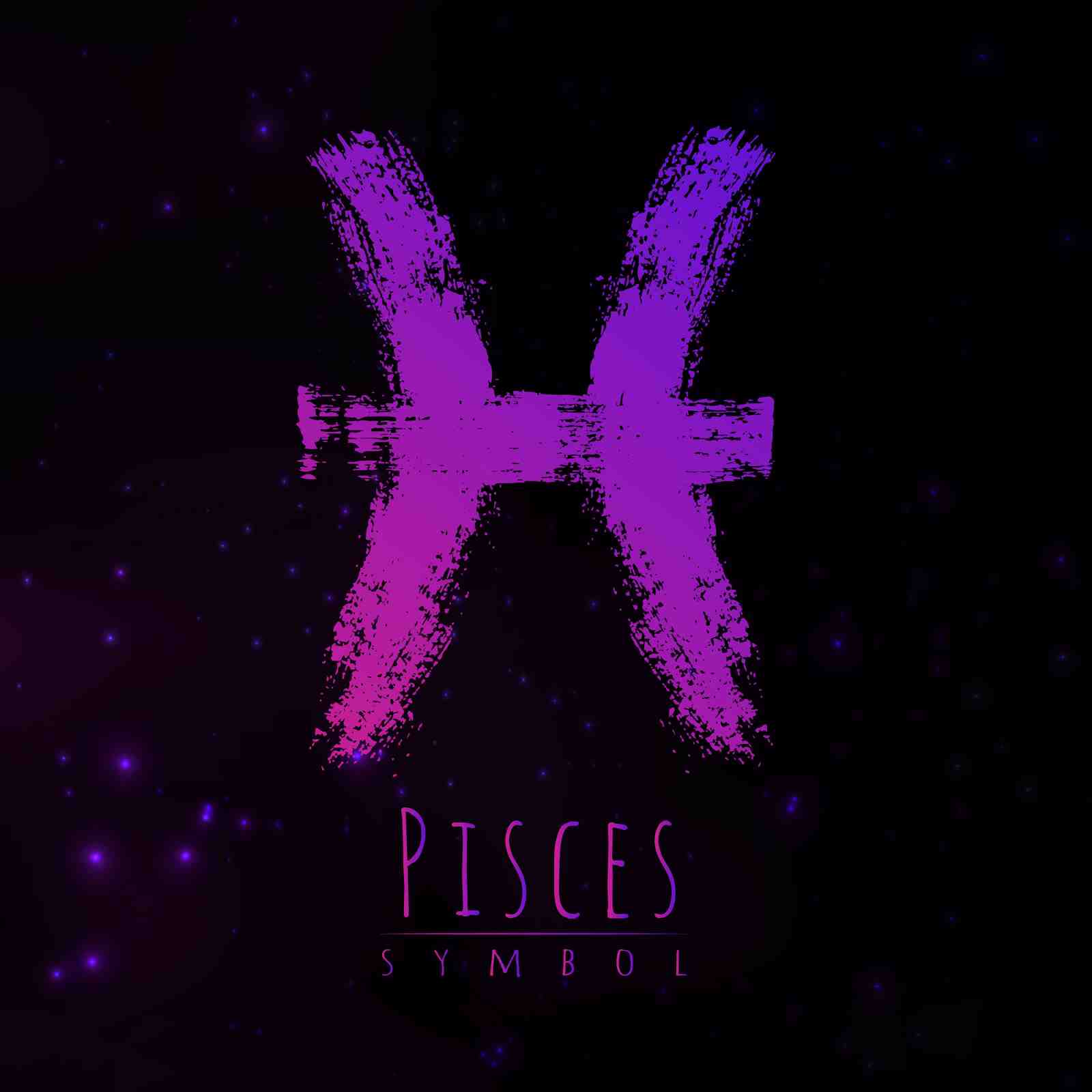 Purple Pisces Zodiac Symbol Wall Art