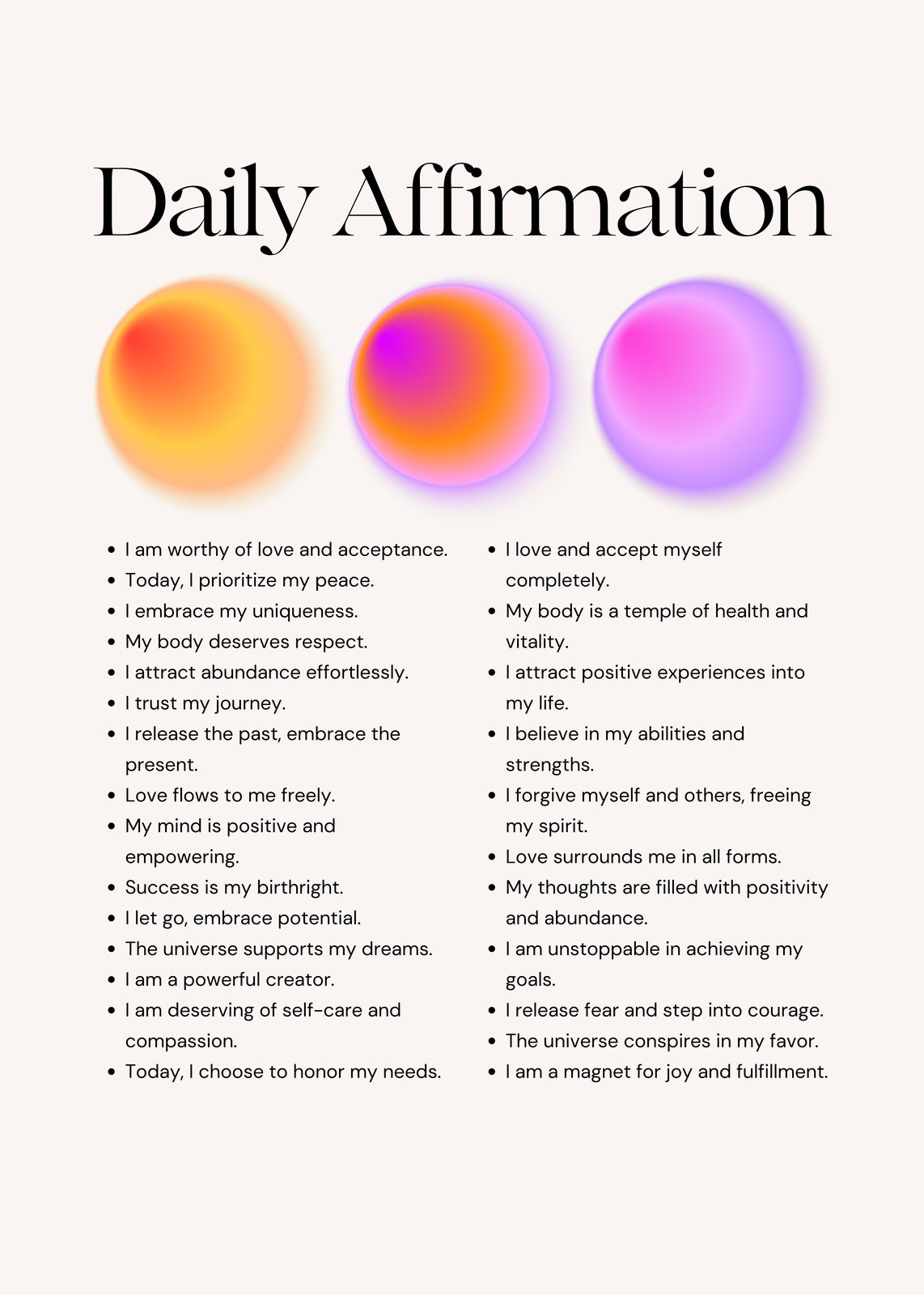 Daily Affirmation Aura Gradient Wall Art