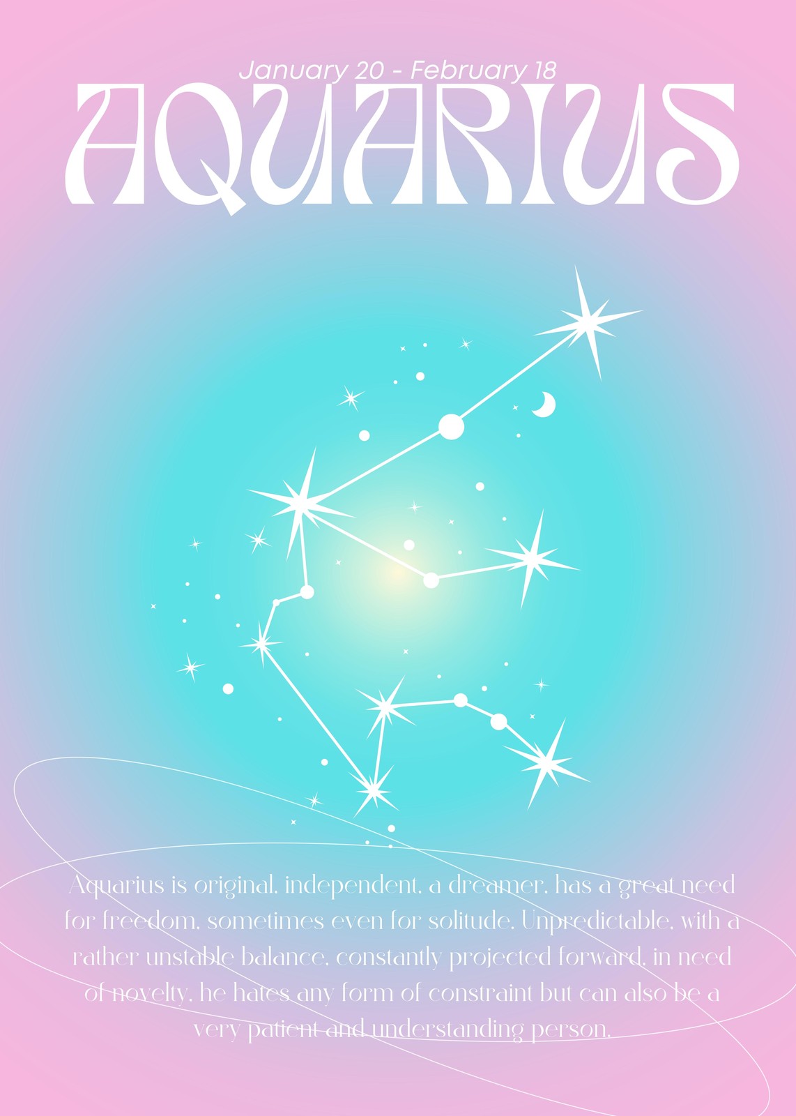 Aquarius Zodiac Constellation Gradient Wall Art