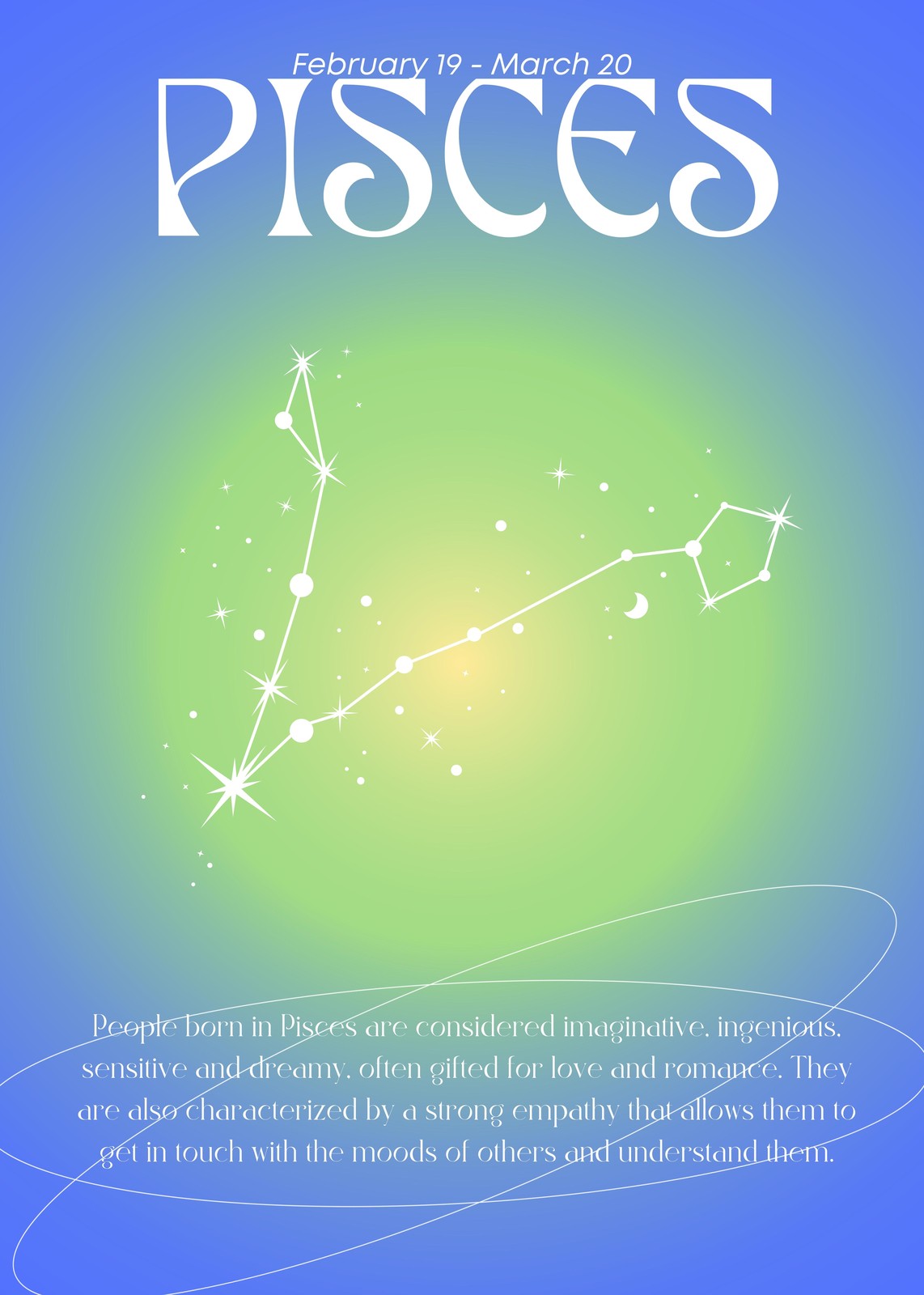 Pisces Zodiac Constellation Starry Night Wall Art