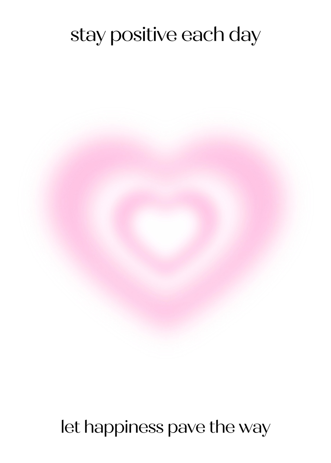 Aesthetic Pink Heart "Stay Positive" Wall Art