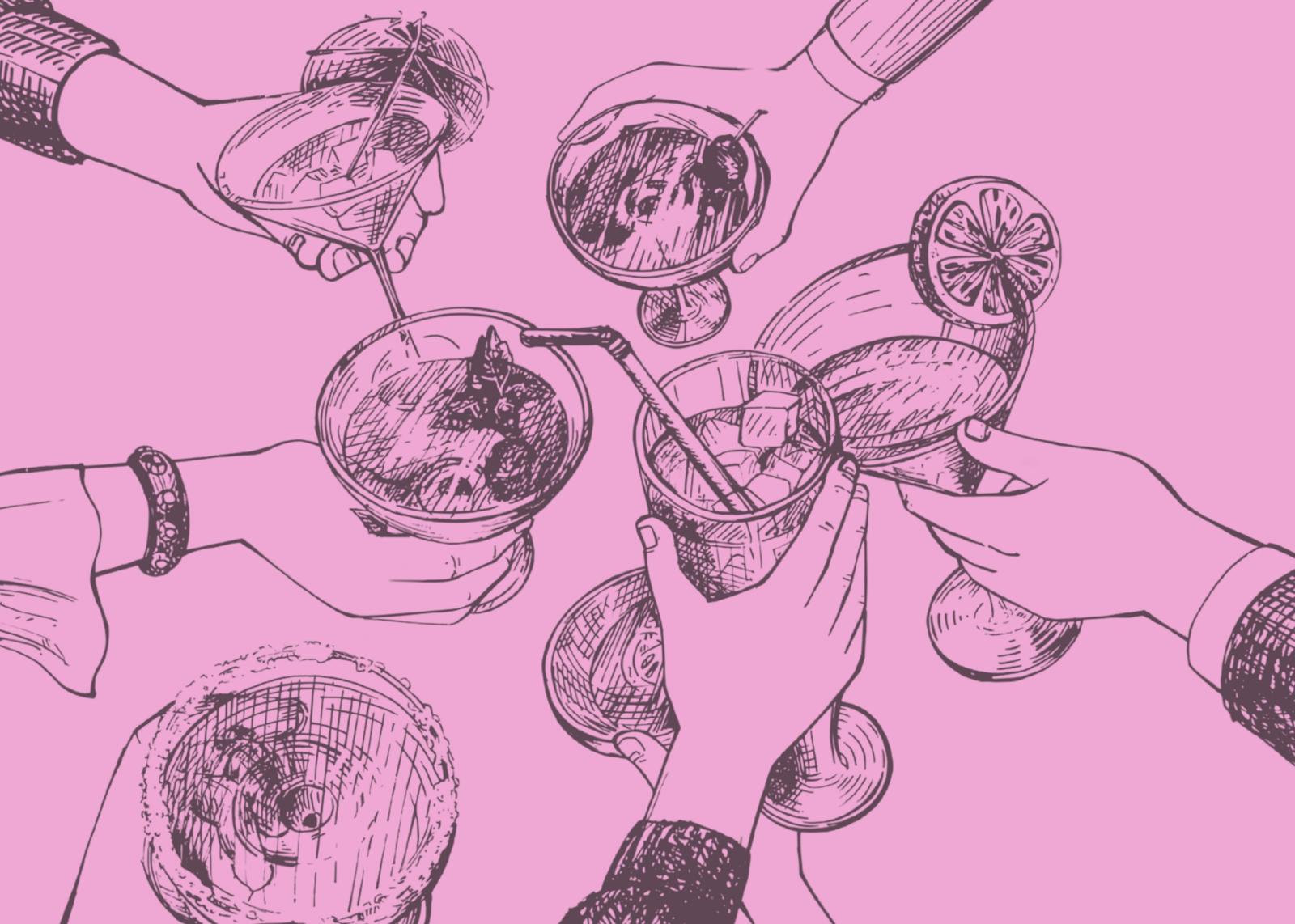 Cheers Cocktail Sketch Wall Art for Stylish Homes