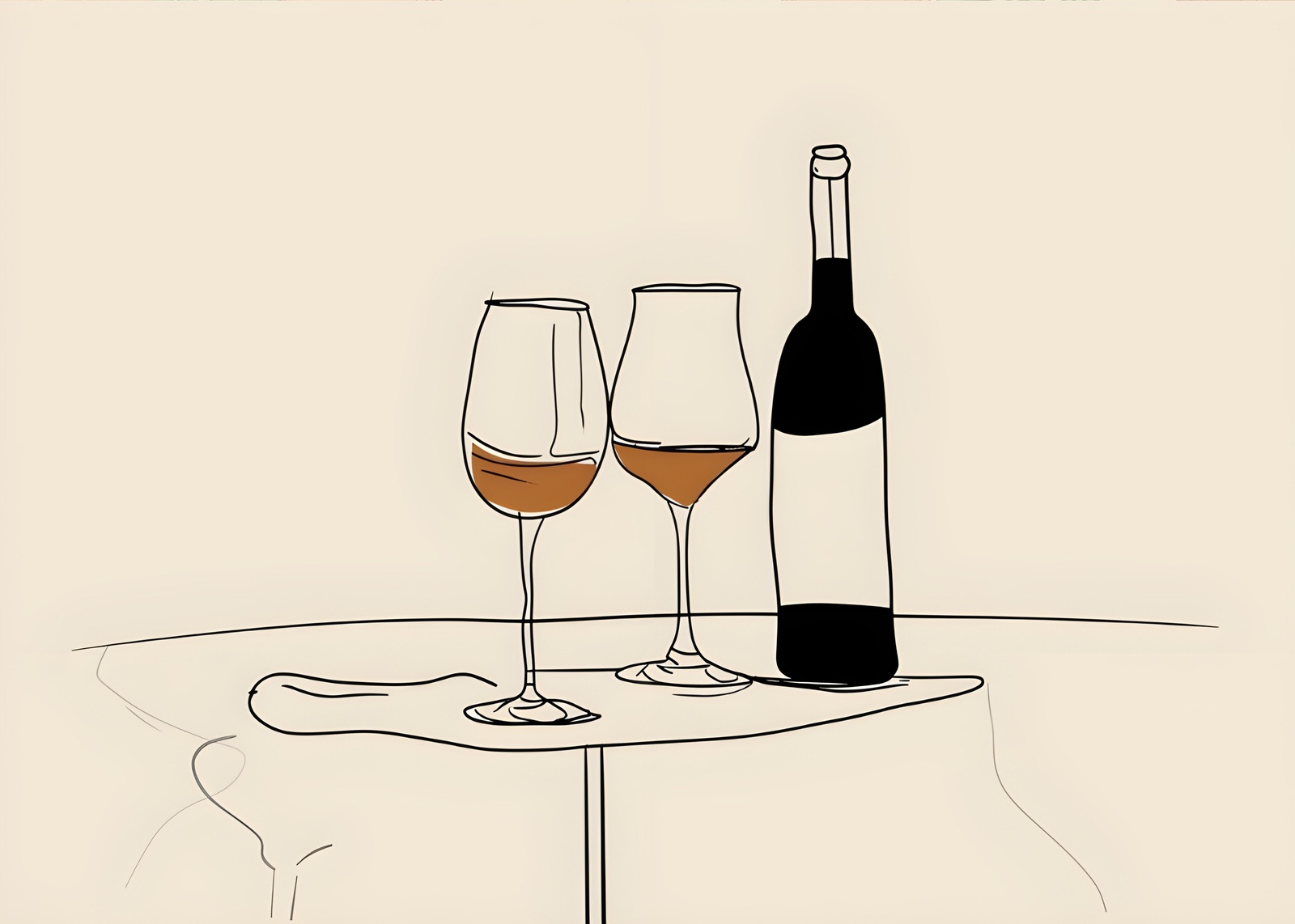 Minimalist Wine Bottle & Glasses Wall Art