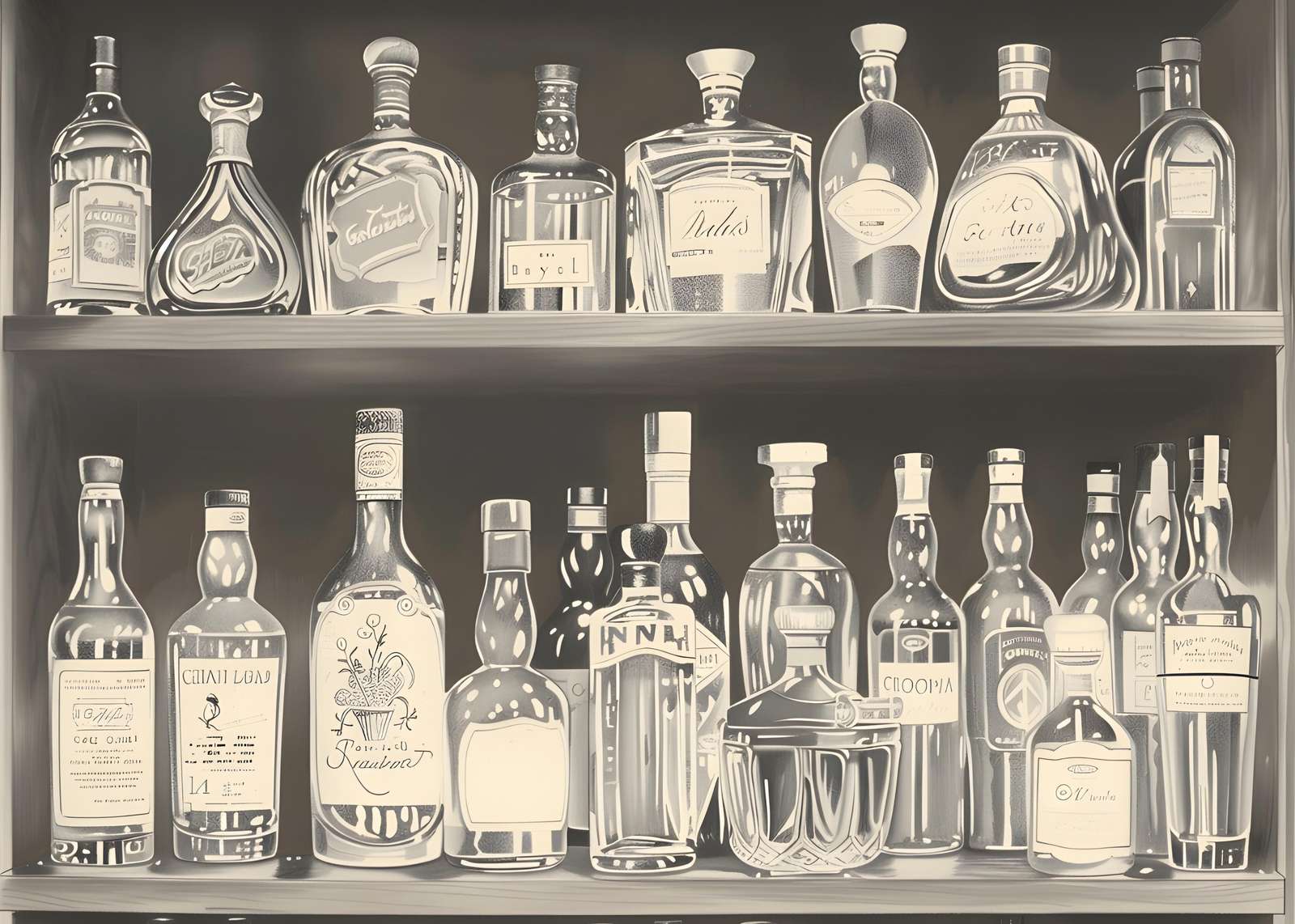 Vintage Barware Bottles Wall Art Wall Art