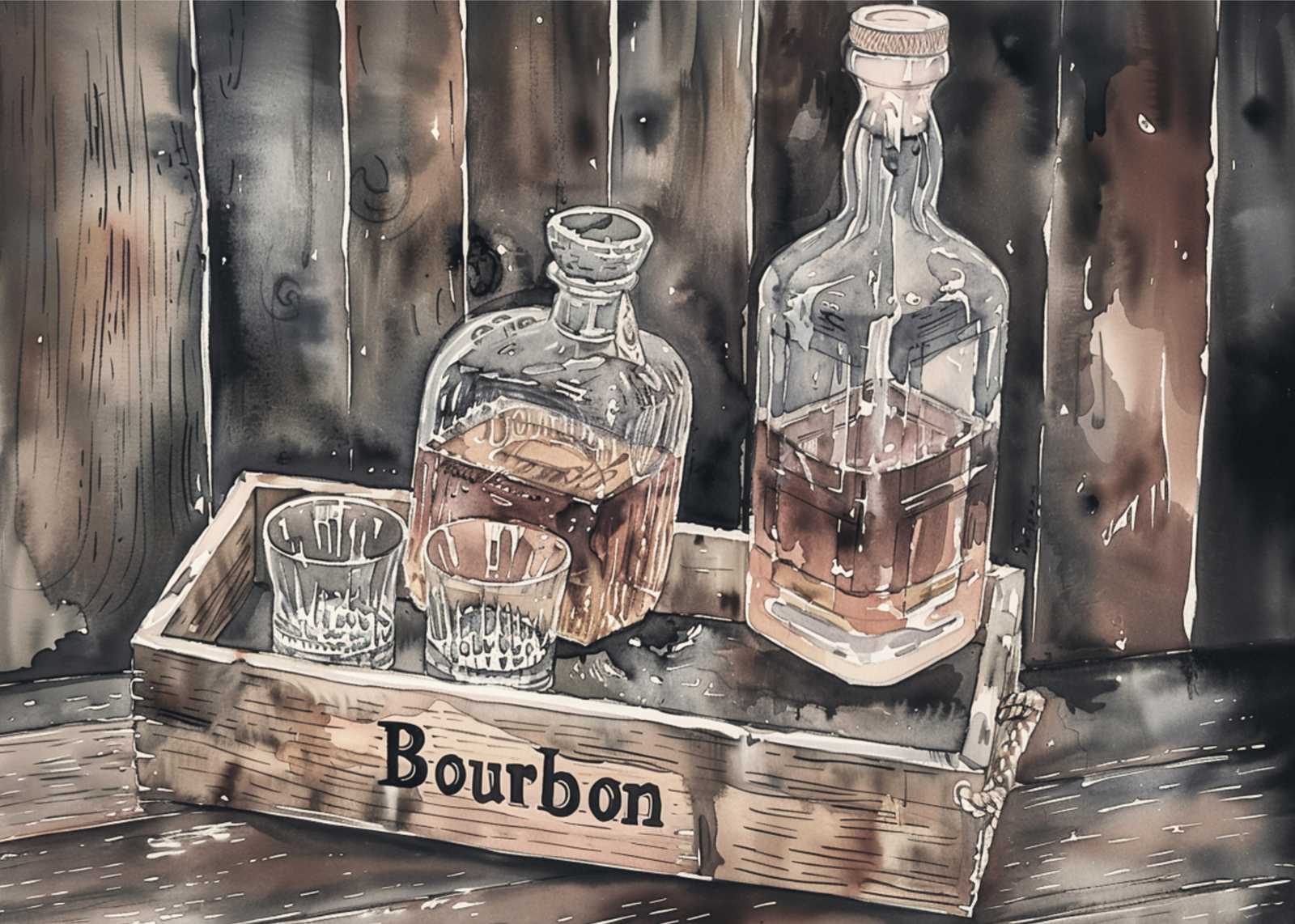 Bourbon Still Life Watercolor Wall Art