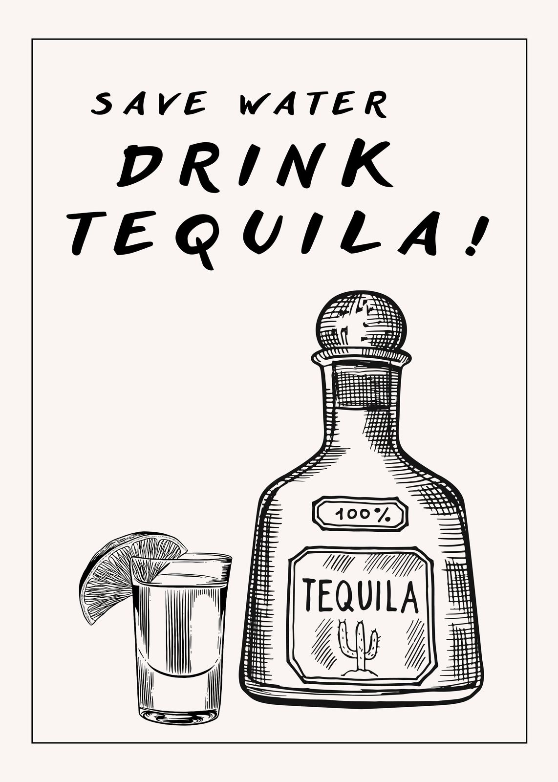 Save Water Drink Tequila! Vintage Bar Art Wall Art