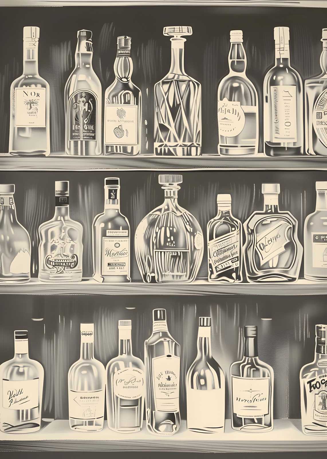 Vintage Liquor Bottles Wall Art