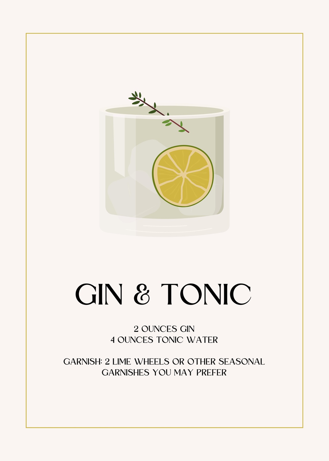 Elegant Gin & Tonic Recipe Wall Art
