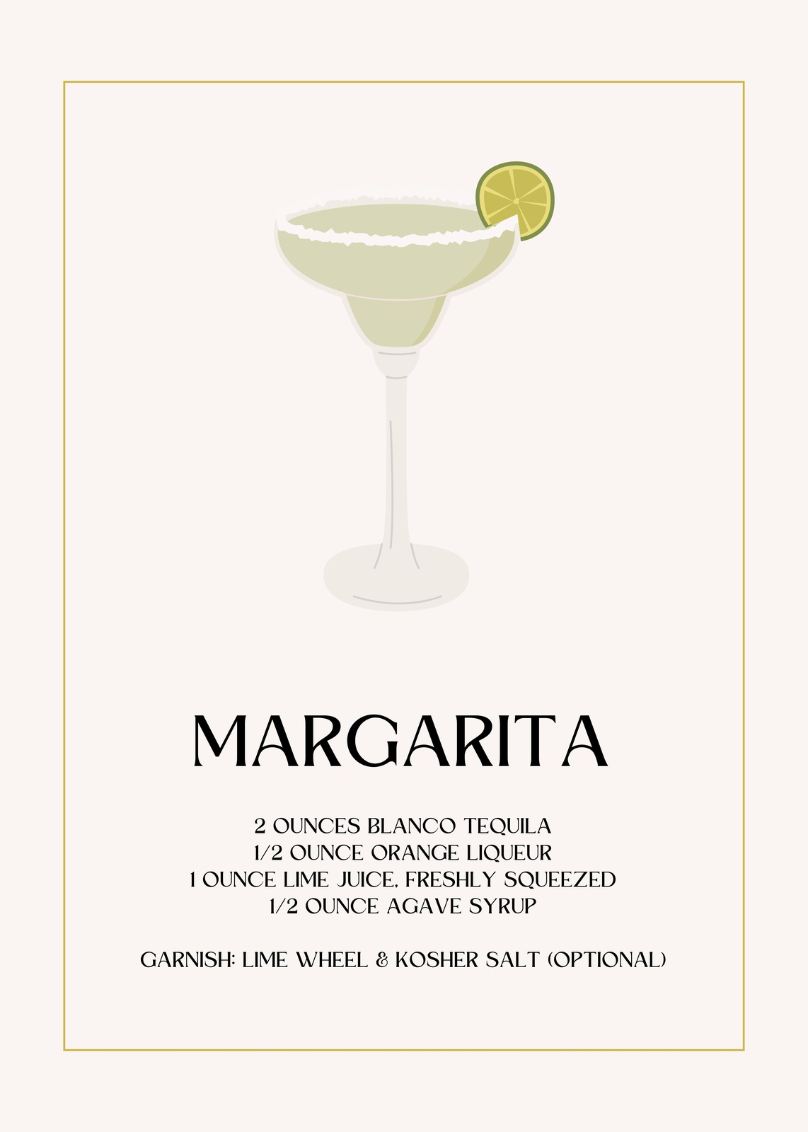 Classic Margarita Recipe Minimalist Wall Art