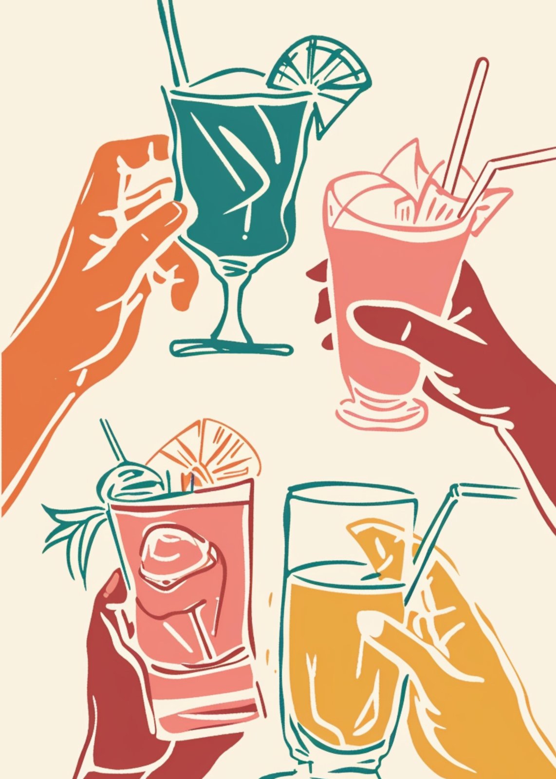 Vibrant Cocktail Cheers Wall Art