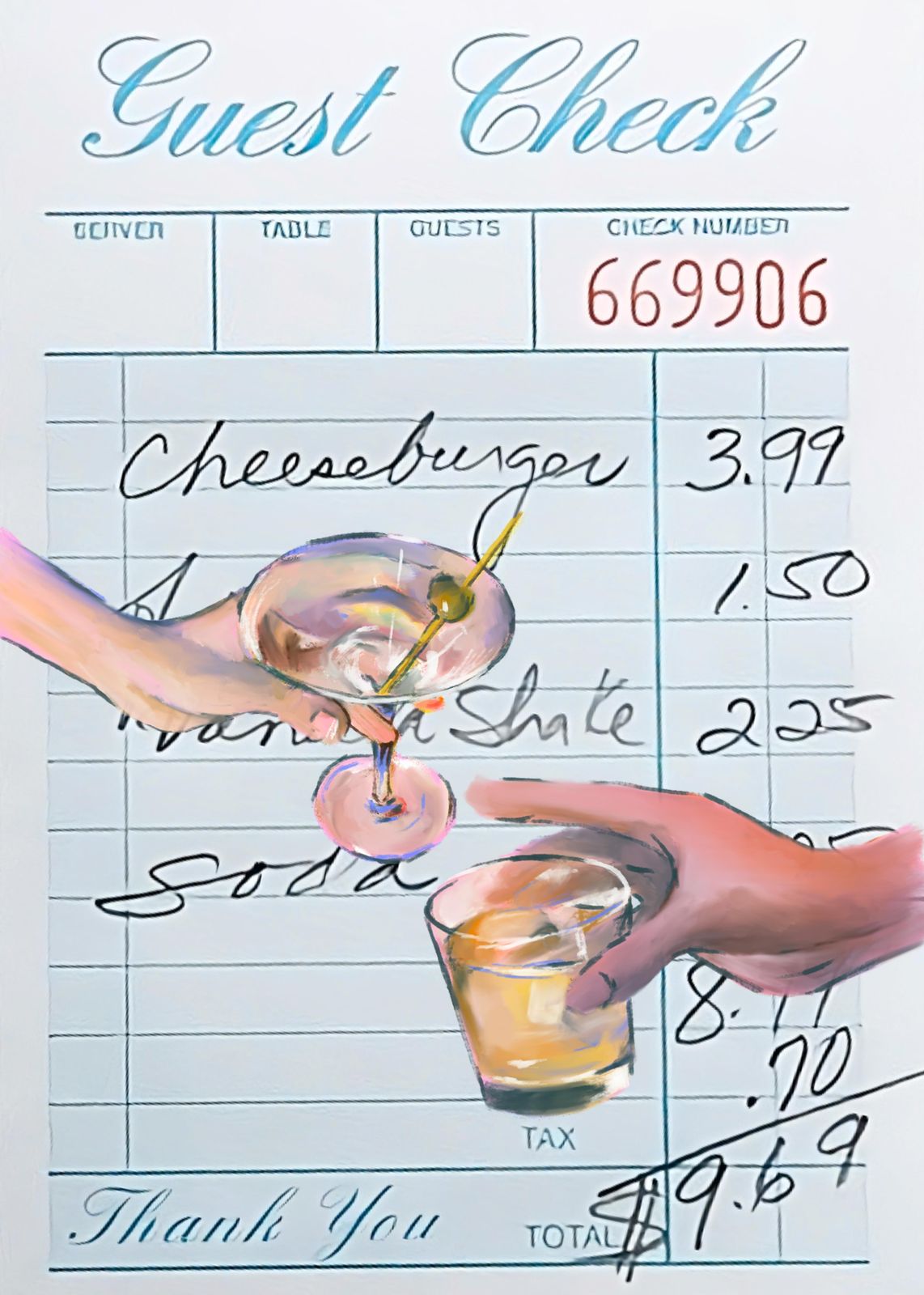 Cheers & Cheeseburgers Guest Check Wall Art