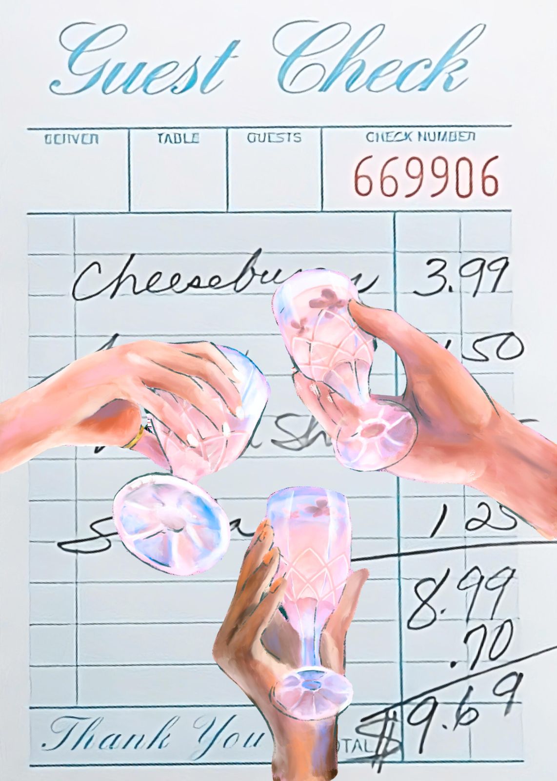 Retro Diner Vibes Crystal Glasses Wall Art