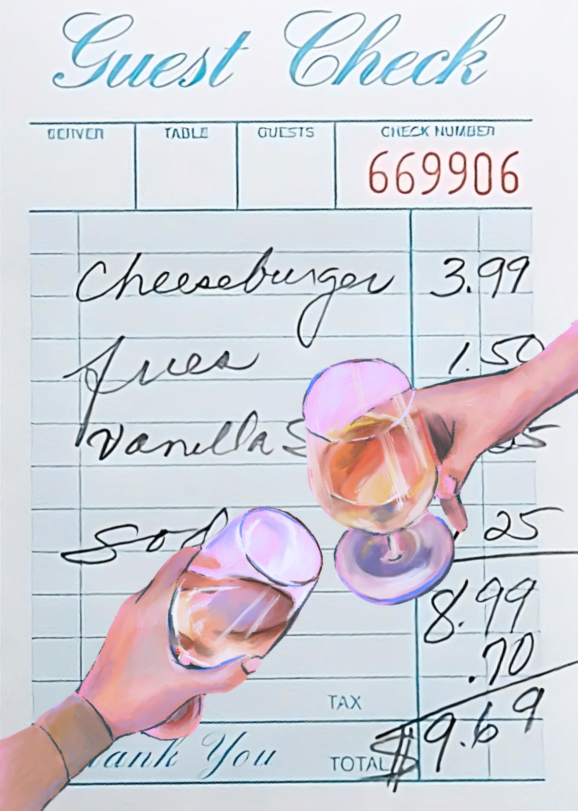 Retro Diner Guest Check Toast Wall Art