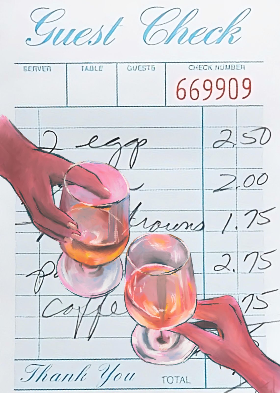 Guest Check Cheers Wall Art - Modern Bar Art