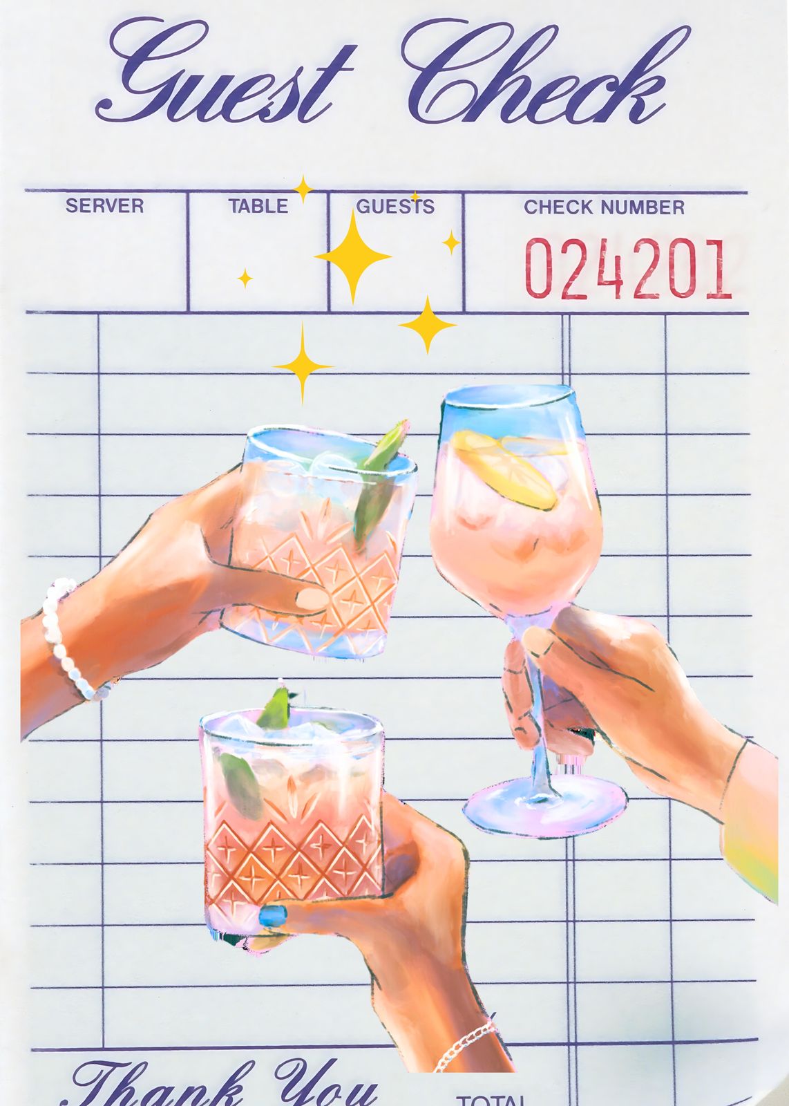 Cheers Cocktail Toast Guest Check Wall Art