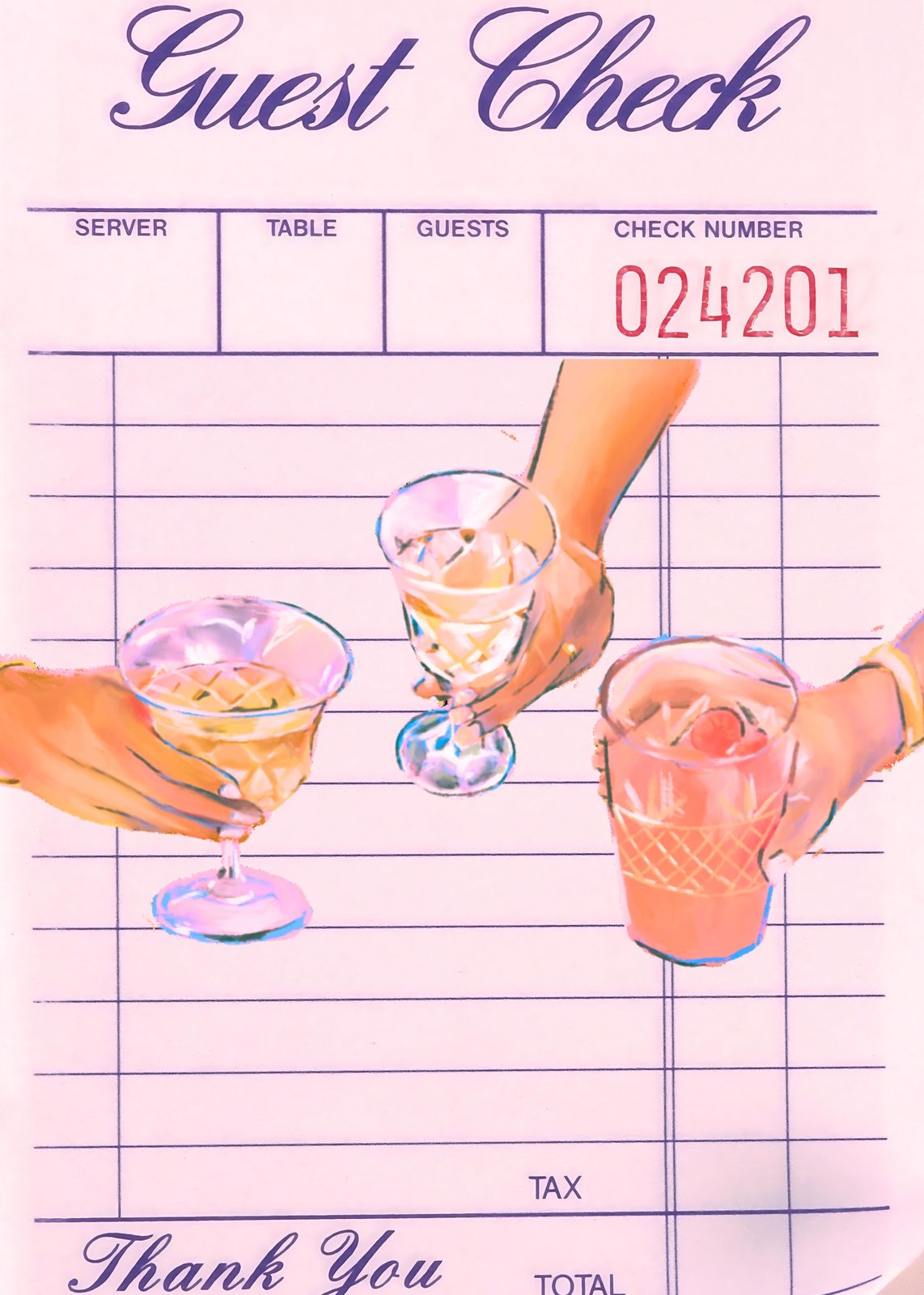 Vintage Cocktail Cheers Guest Check Wall Art