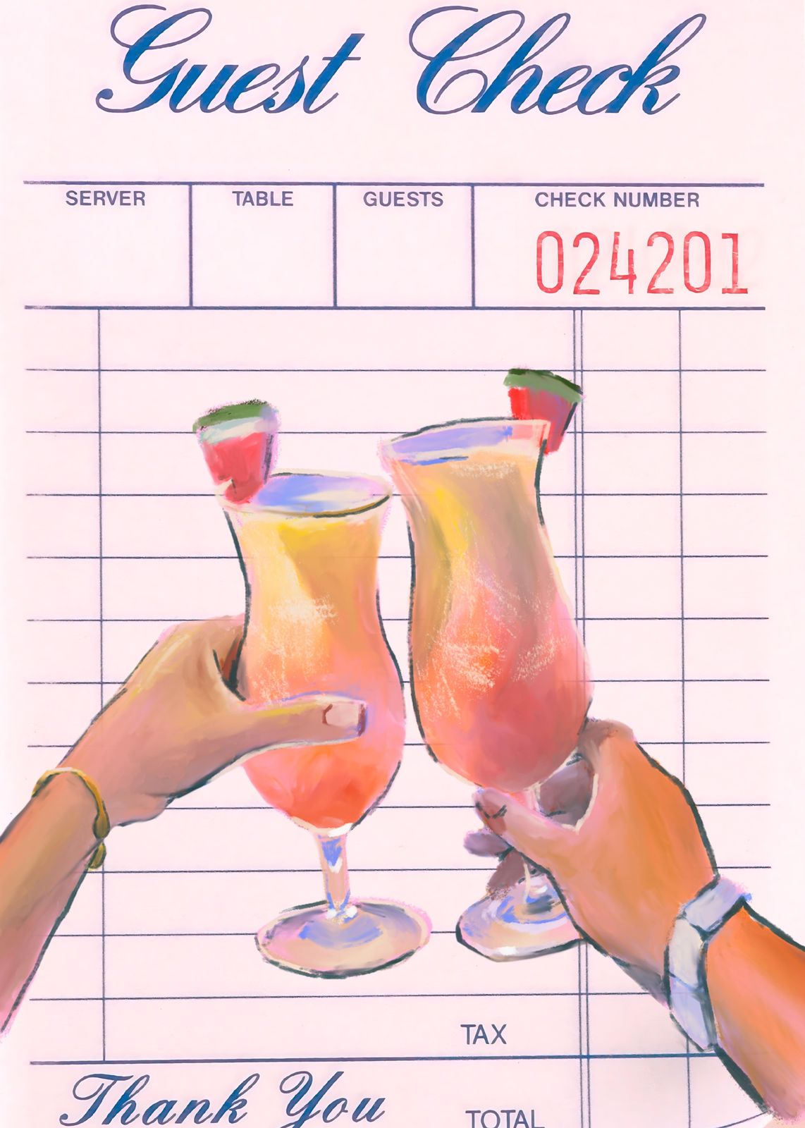 Cheers Tropical Cocktails Guest Check Wall Art