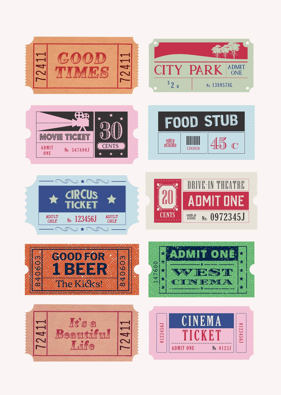 Vintage Ticket Art Wall Art